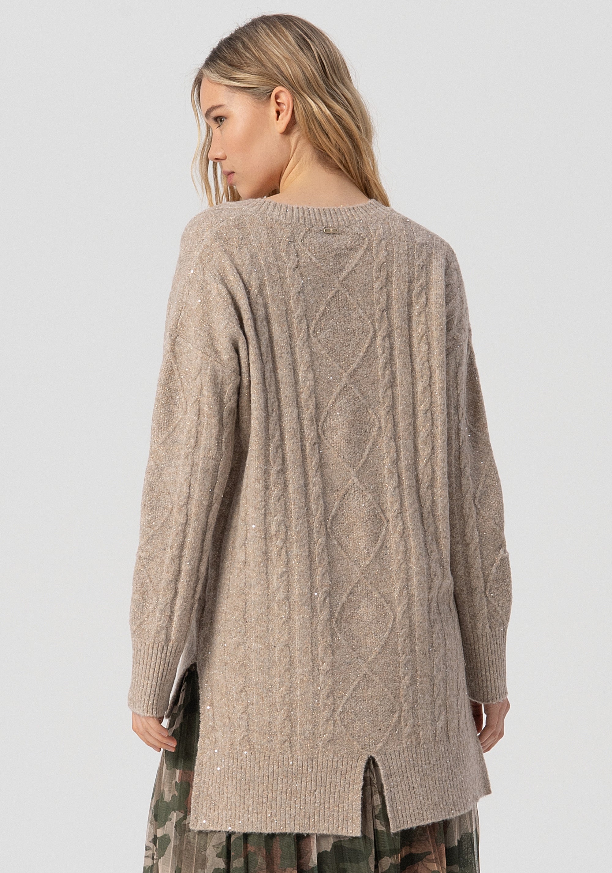 Long knitwear over fit with plaits Fracomina FJ25WT7023K474N6-257-3