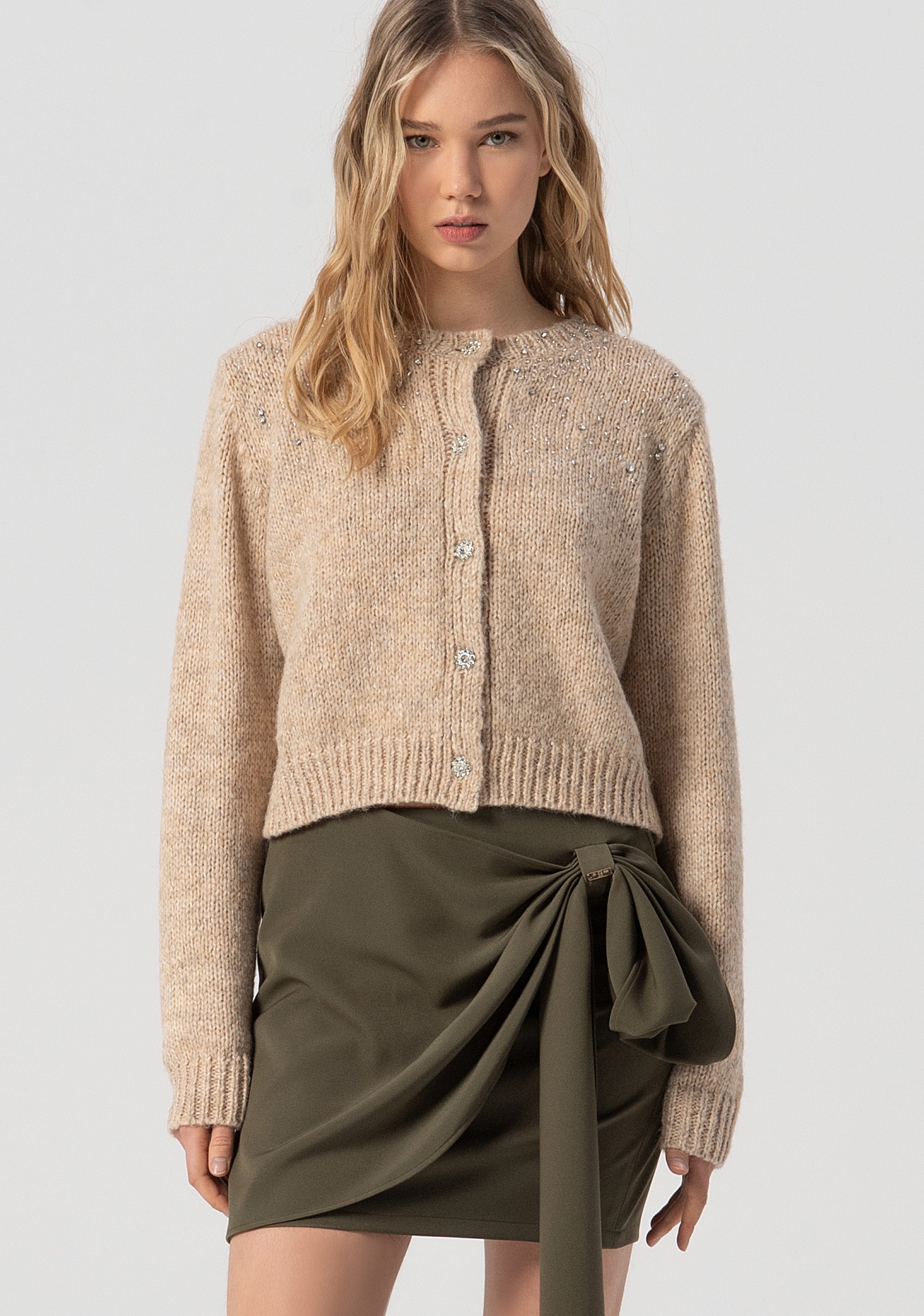 Cardigan regular fit with shiny stones applied Fracomina FJ25WT8001K47401-257-1