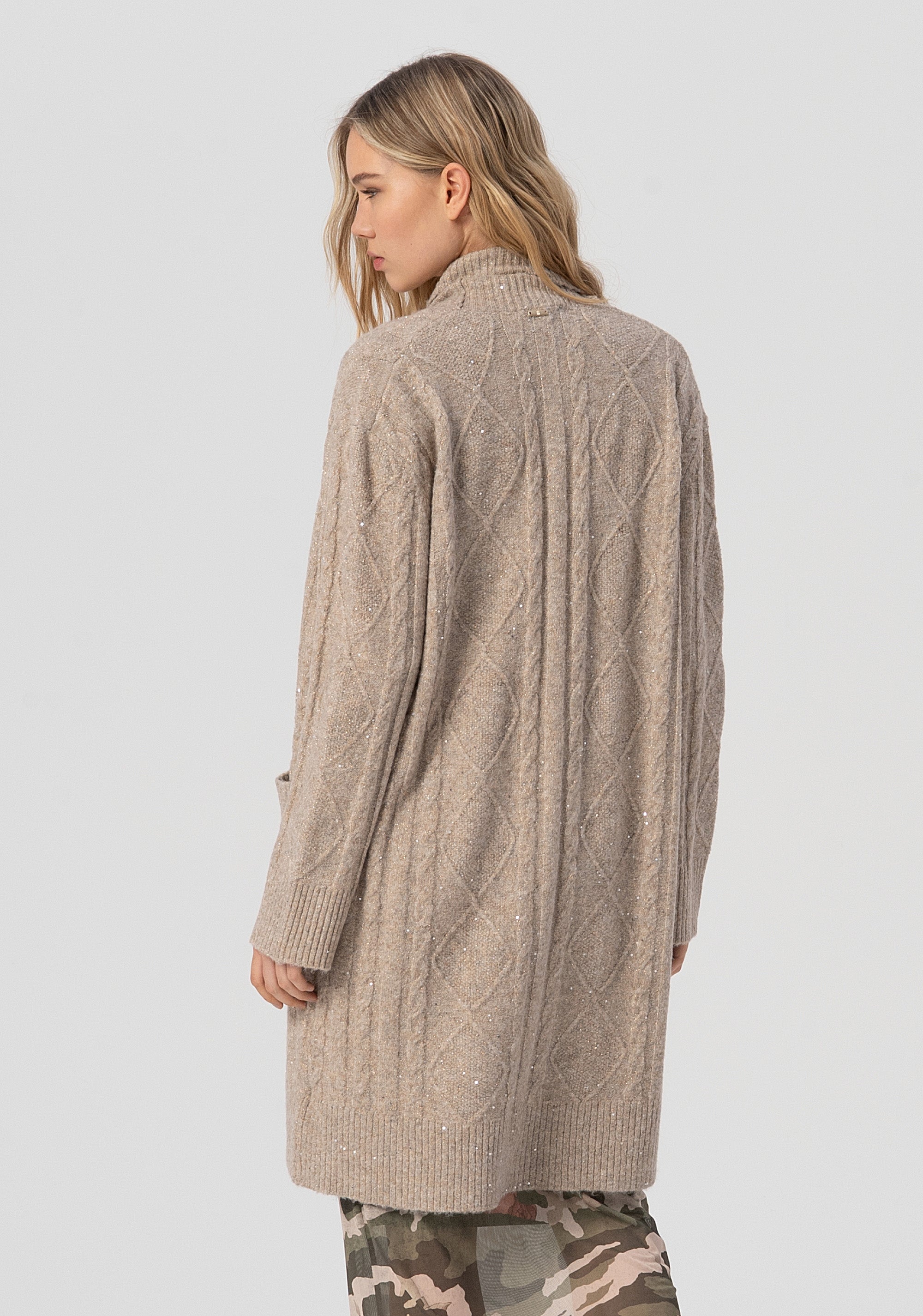 Long cardigan over fit with plaits Fracomina FJ25WT8003K474N6-257-3