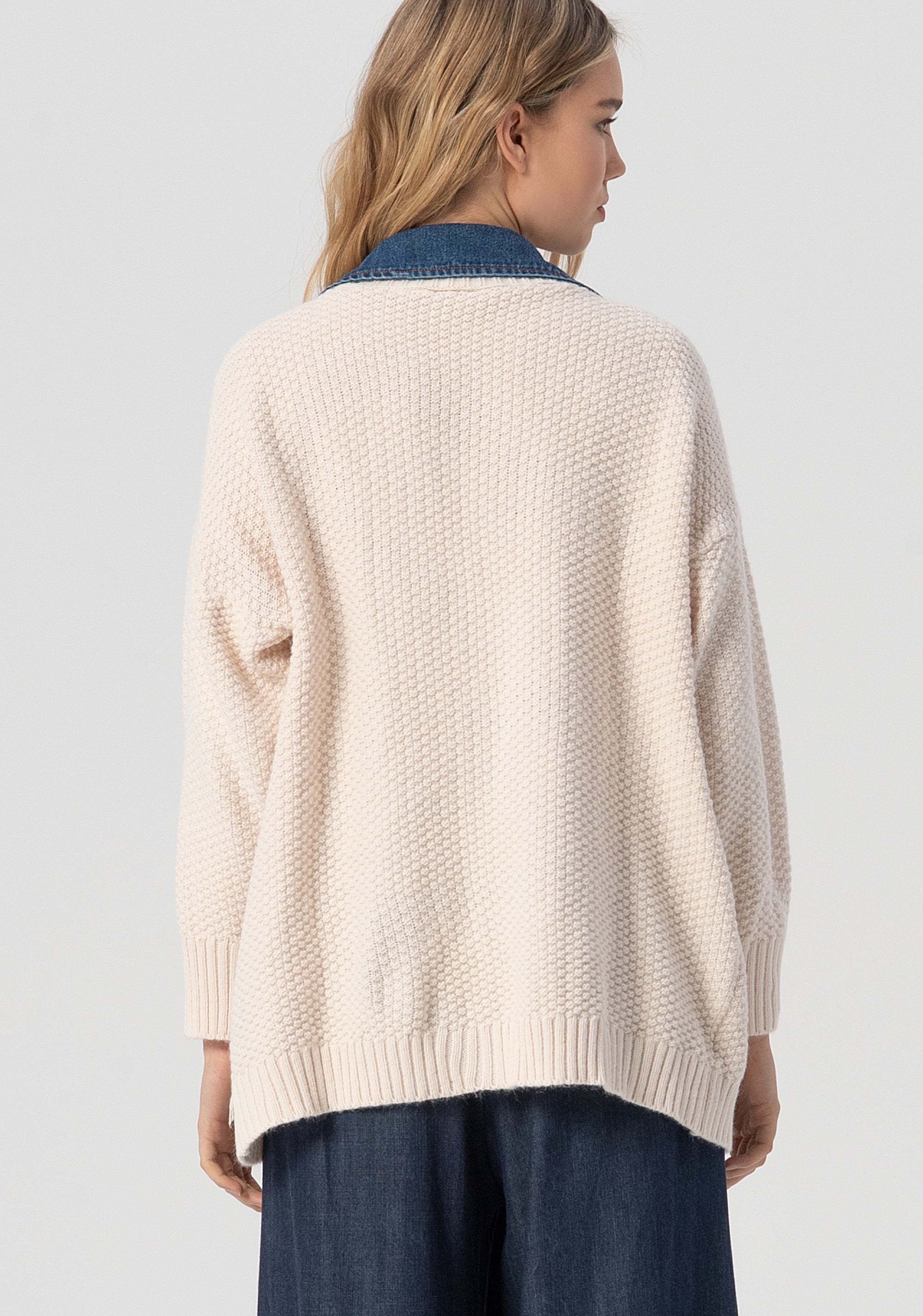 Long cardigan over fit made in wool and alpaca Fracomina FJ25WT8012K47801-G19-3