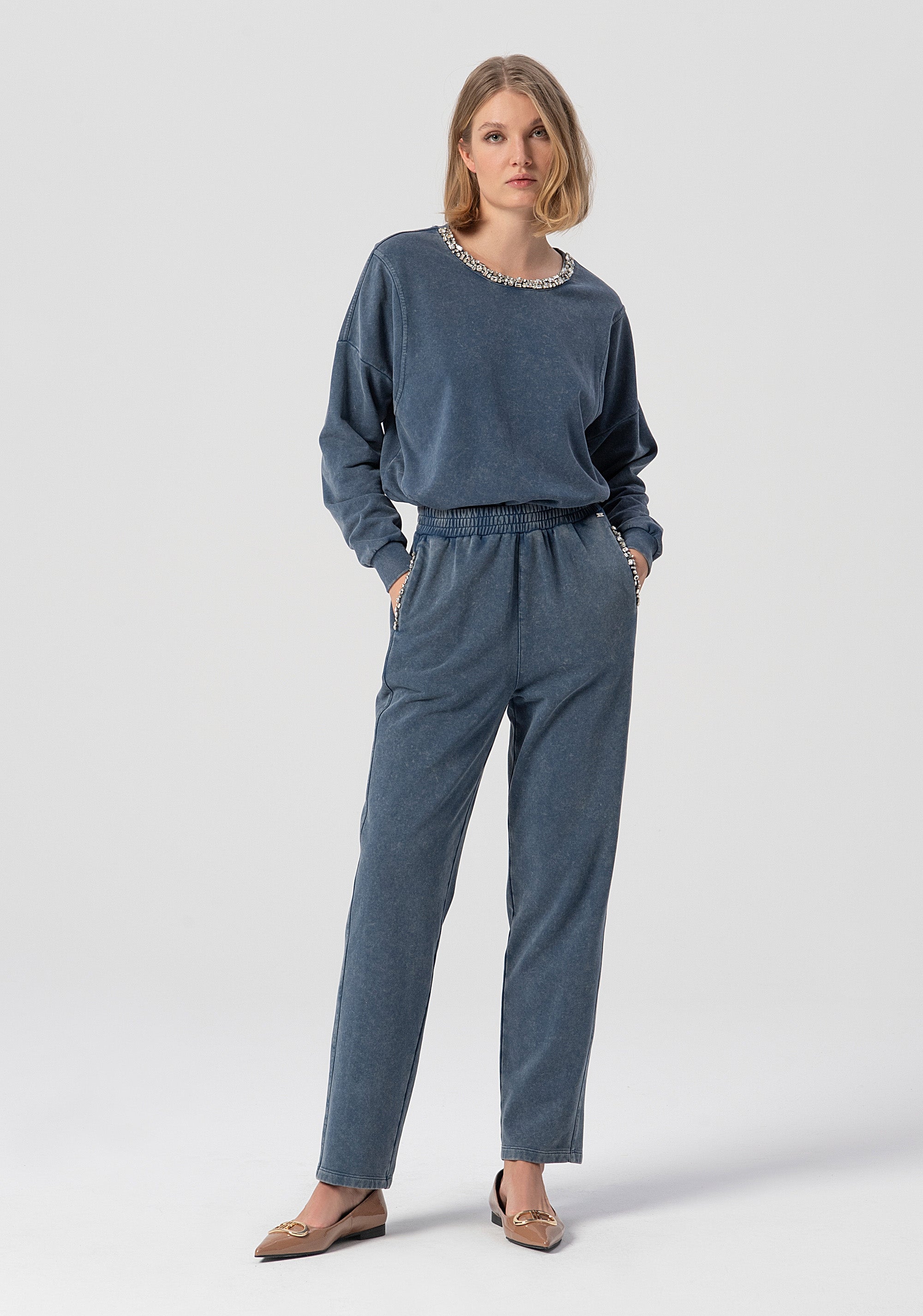 Jogger pant regular fit made in fleece Fracomina FJ25WV7003F409O3-166-1