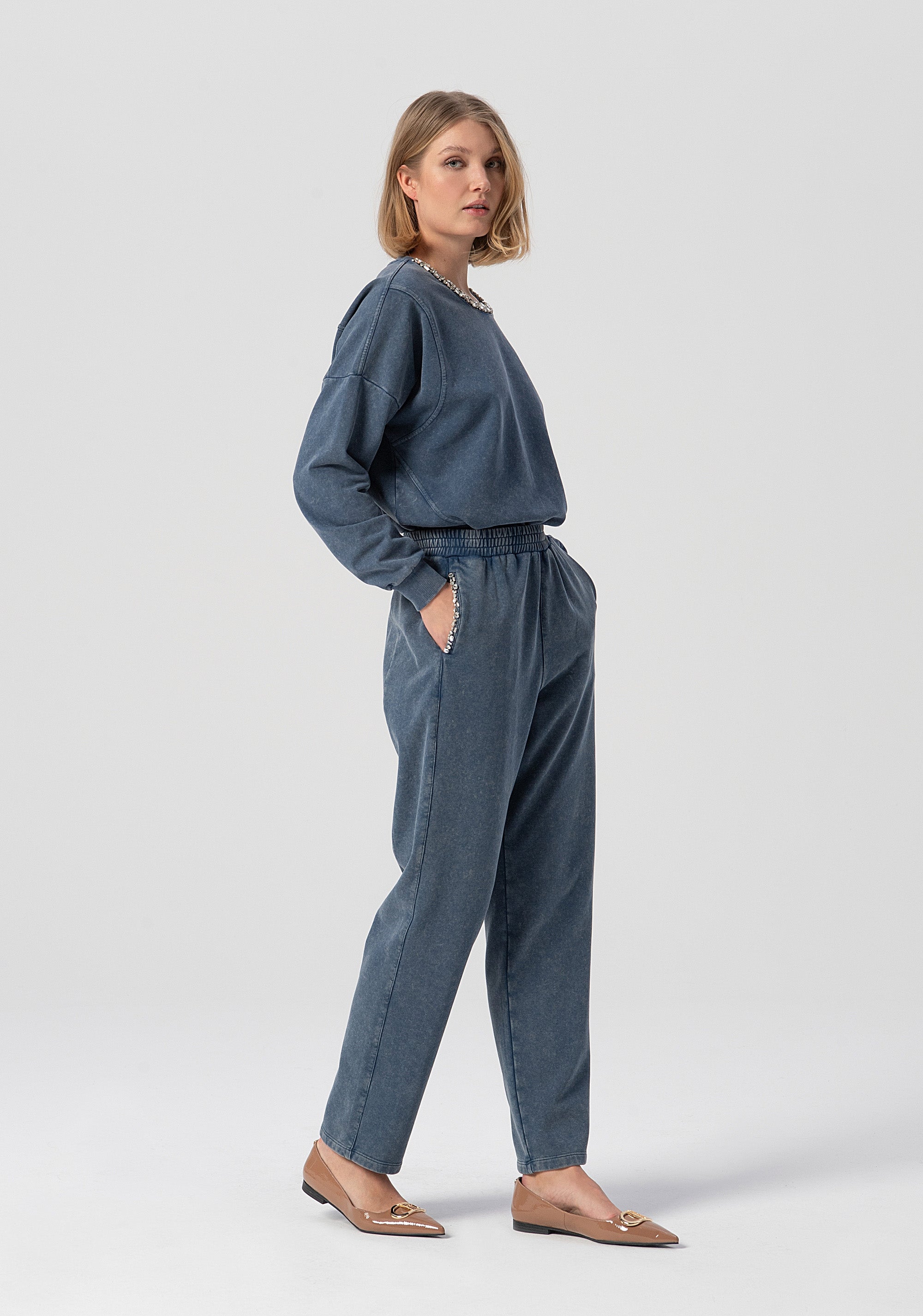 Jogger pant regular fit made in fleece Fracomina FJ25WV7003F409O3-166-3