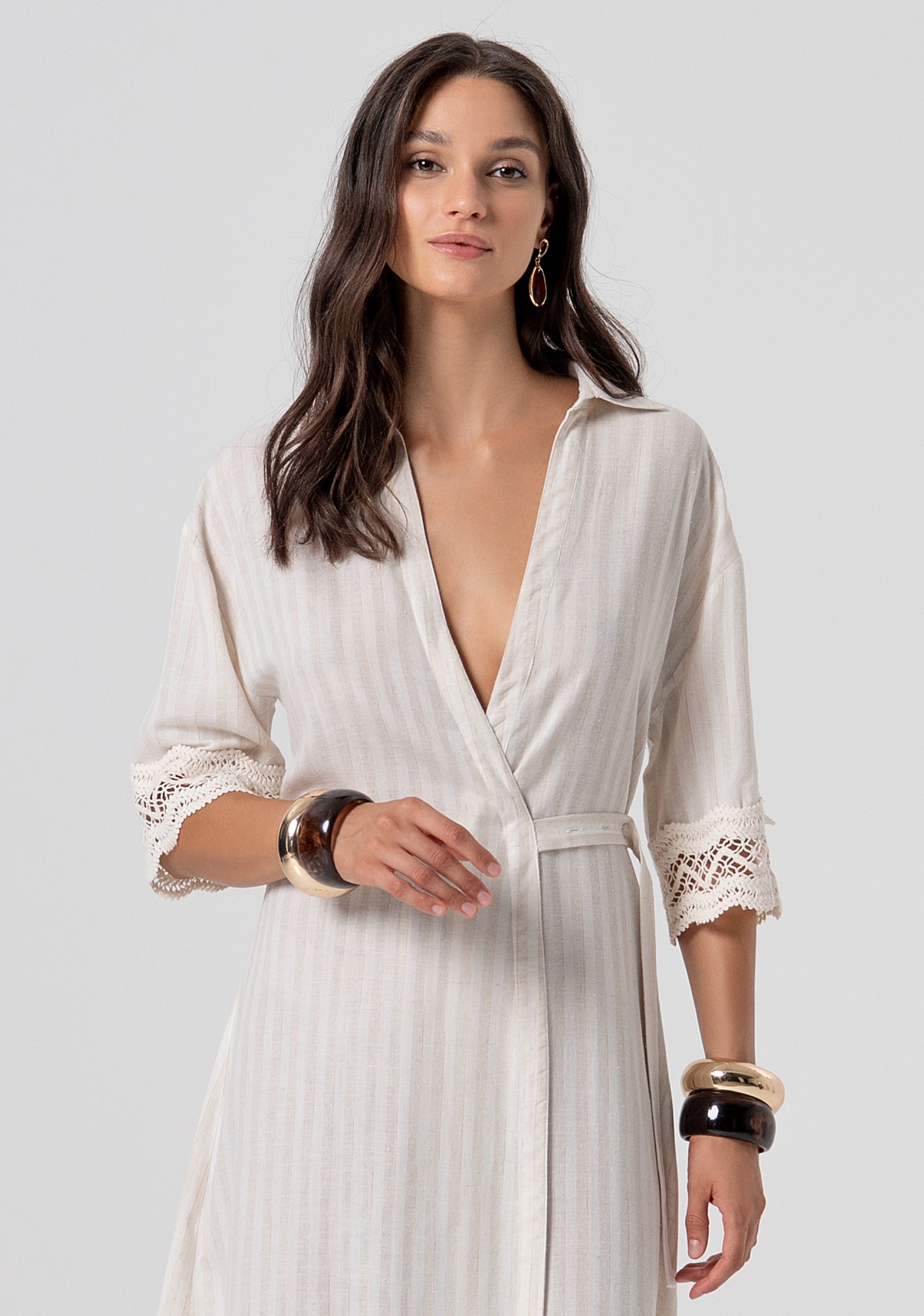 Chemisier dress regular fit middle length with linen Fracomina FJ26SD2001W839N8-662-2