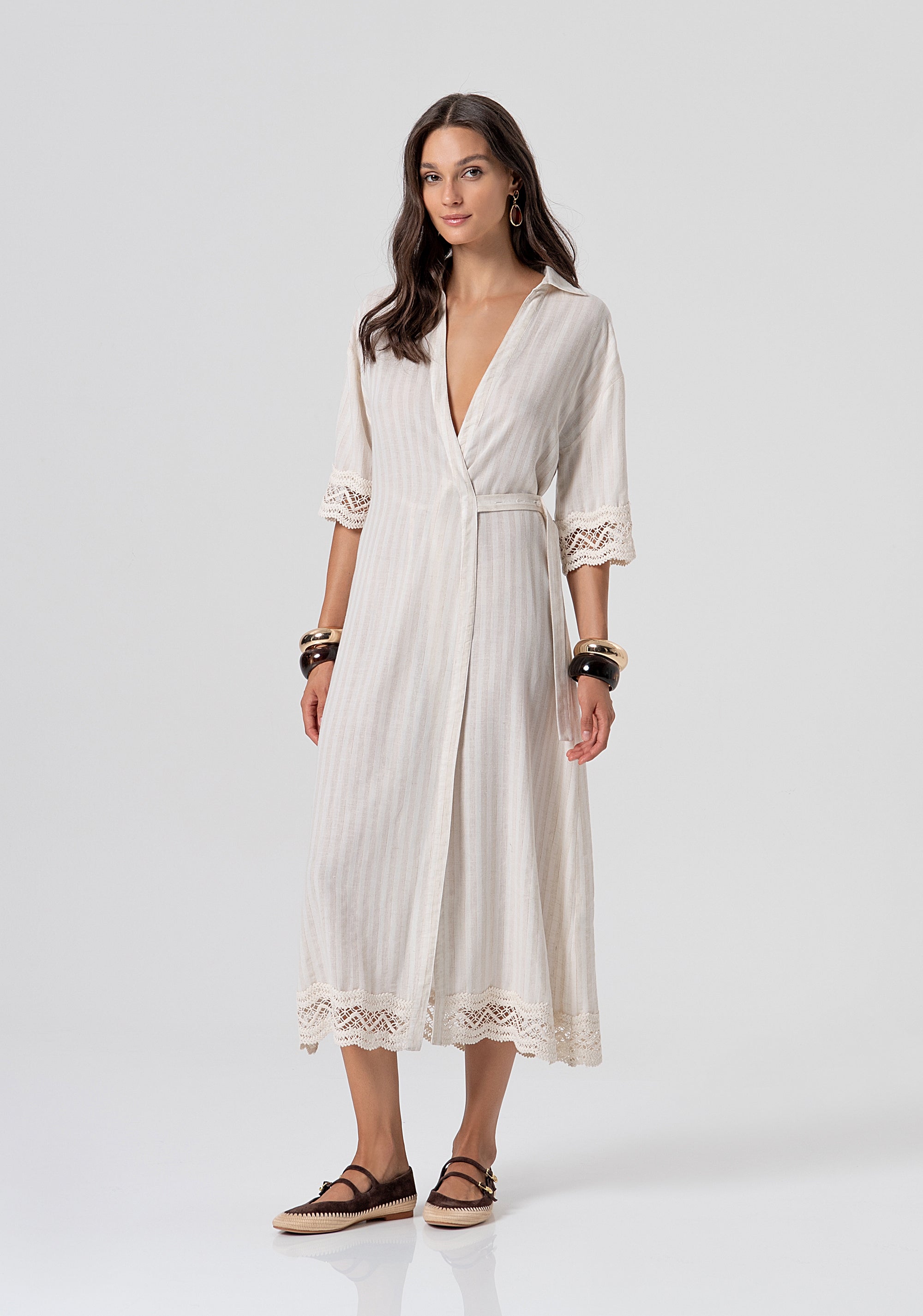 Chemisier dress regular fit middle length with linen Fracomina FJ26SD2001W839N8-662