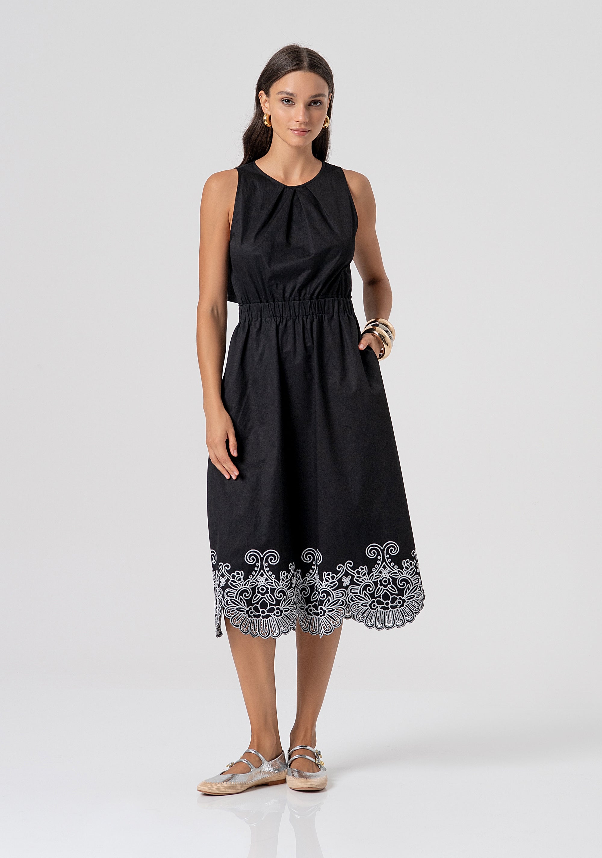 Dress regular fit middle length made in cotton popeline Fracomina FJ26SD2004W400E5-816-1