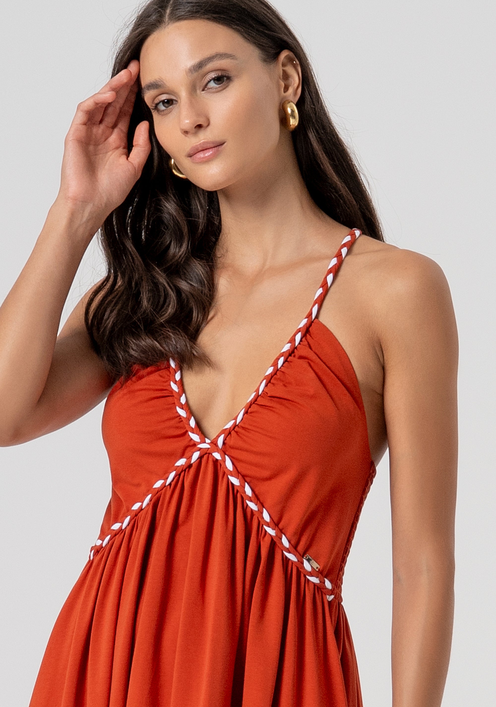 Long sleeveless dress made in cotton and lyocell Fracomina FJ26SD3005J49401-M44-2