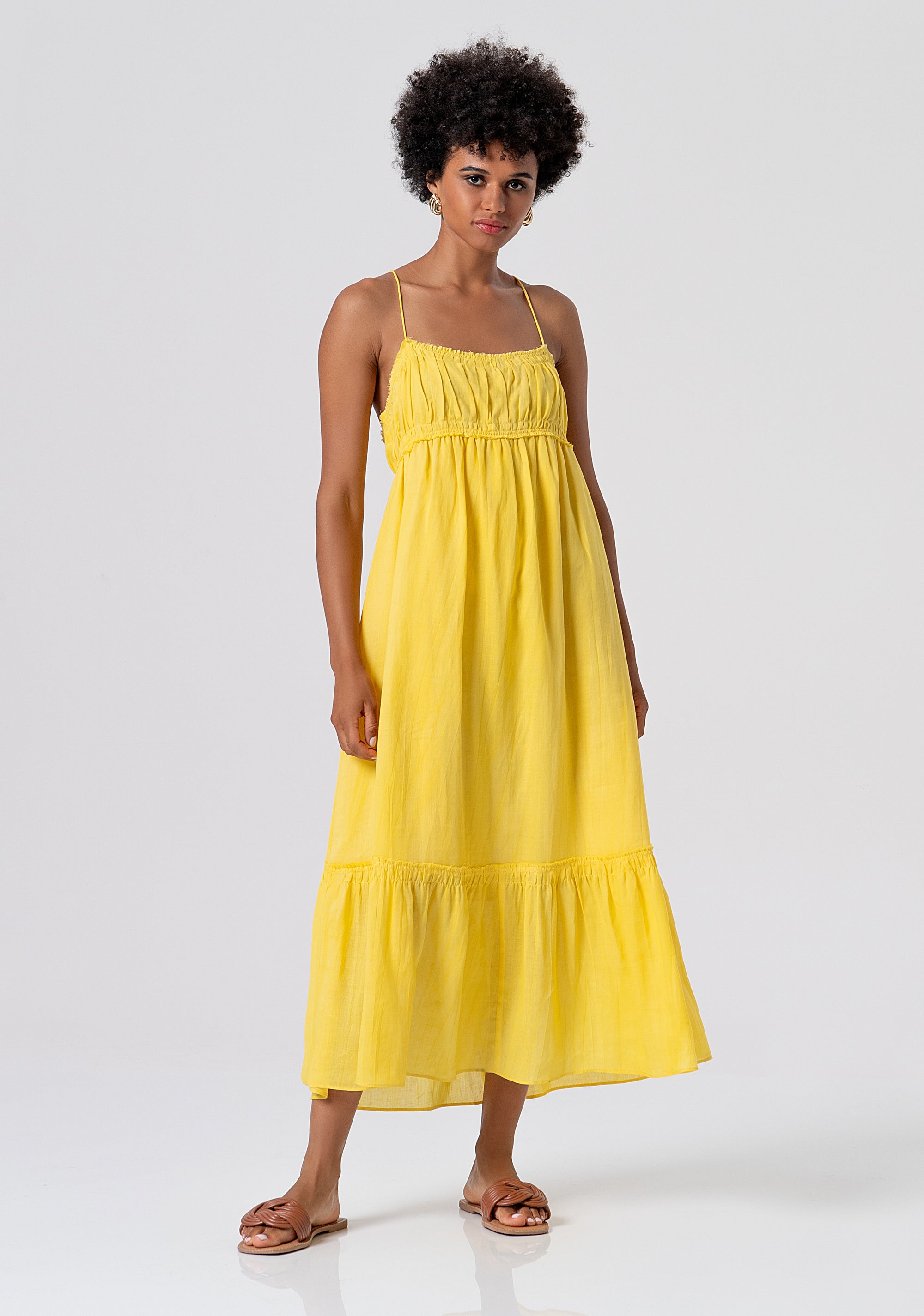 Long sleeveless dress made in linen and lyocell Fracomina FJ26SD3008W83801-Q91-1