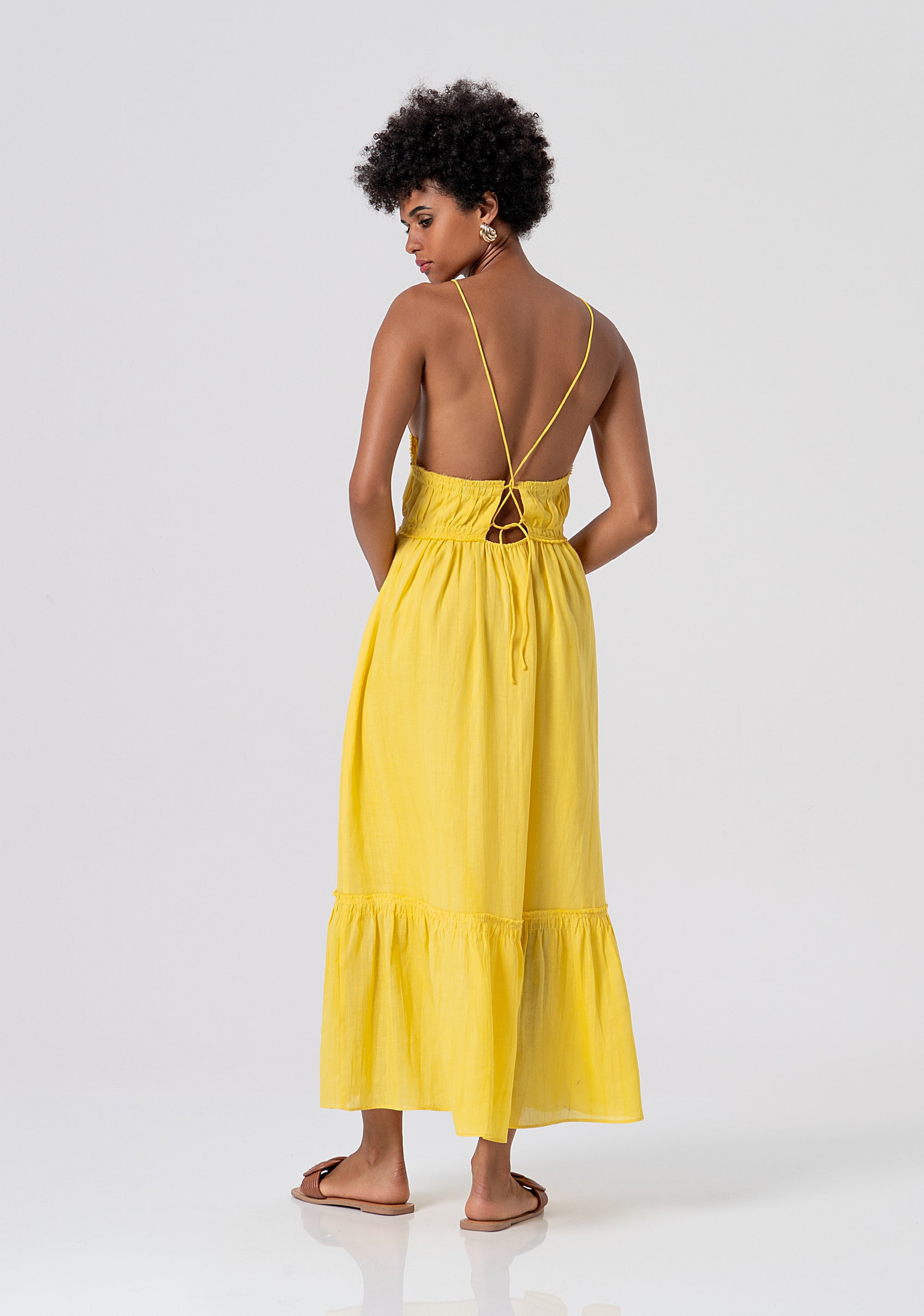 Long sleeveless dress made in linen and lyocell Fracomina FJ26SD3008W83801-Q91-3