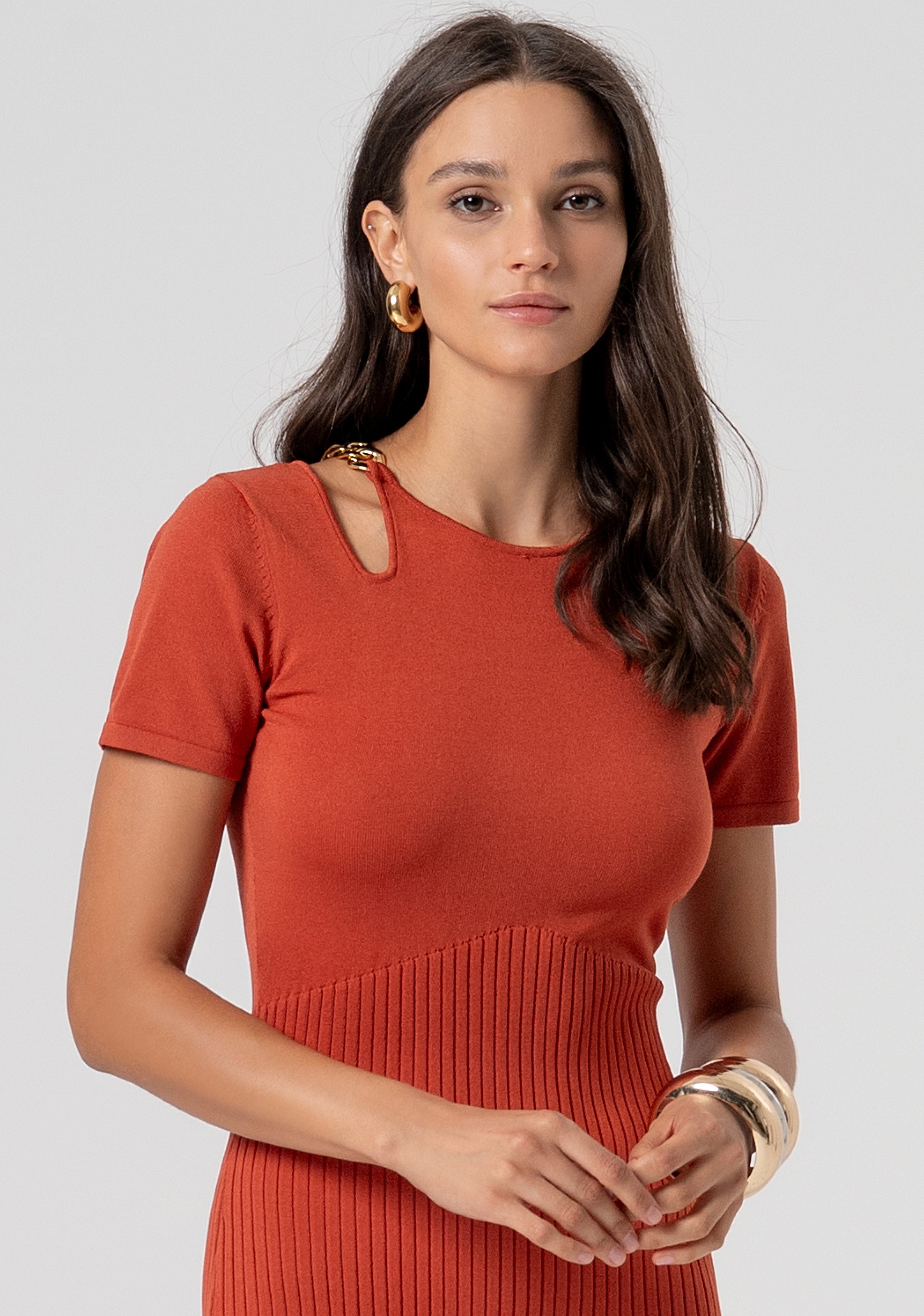 Knitted jersey dress tight fit middle length Fracomina FJ26SD5001K56501-M44-2