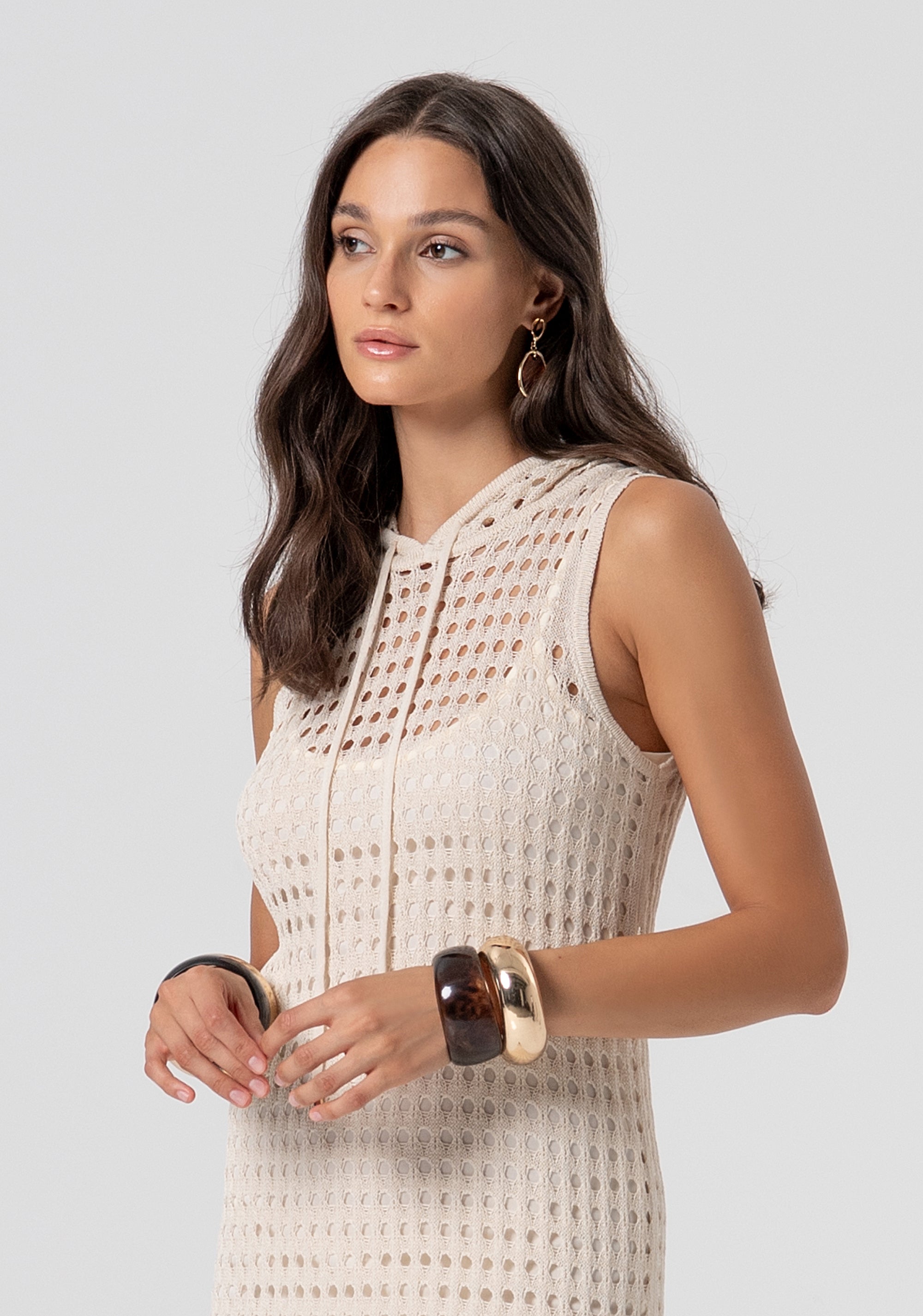 Long knitted sleeveless dress with openwork Fracomina FJ26SD5003K421O7-251-2