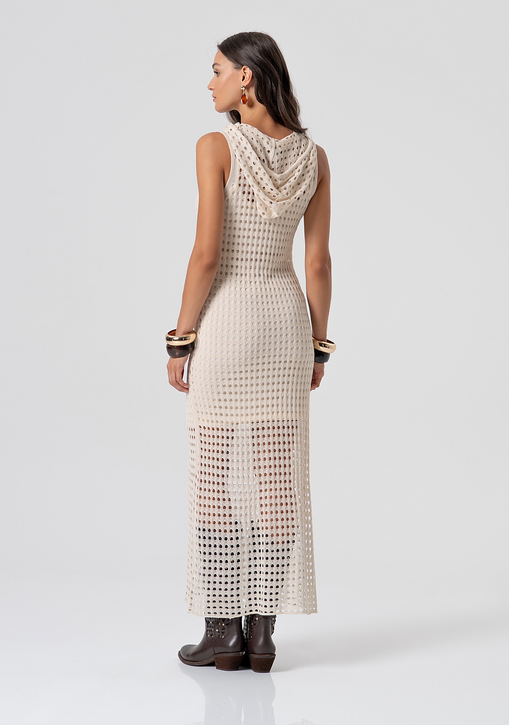Long knitted sleeveless dress with openwork Fracomina FJ26SD5003K421O7-251-3