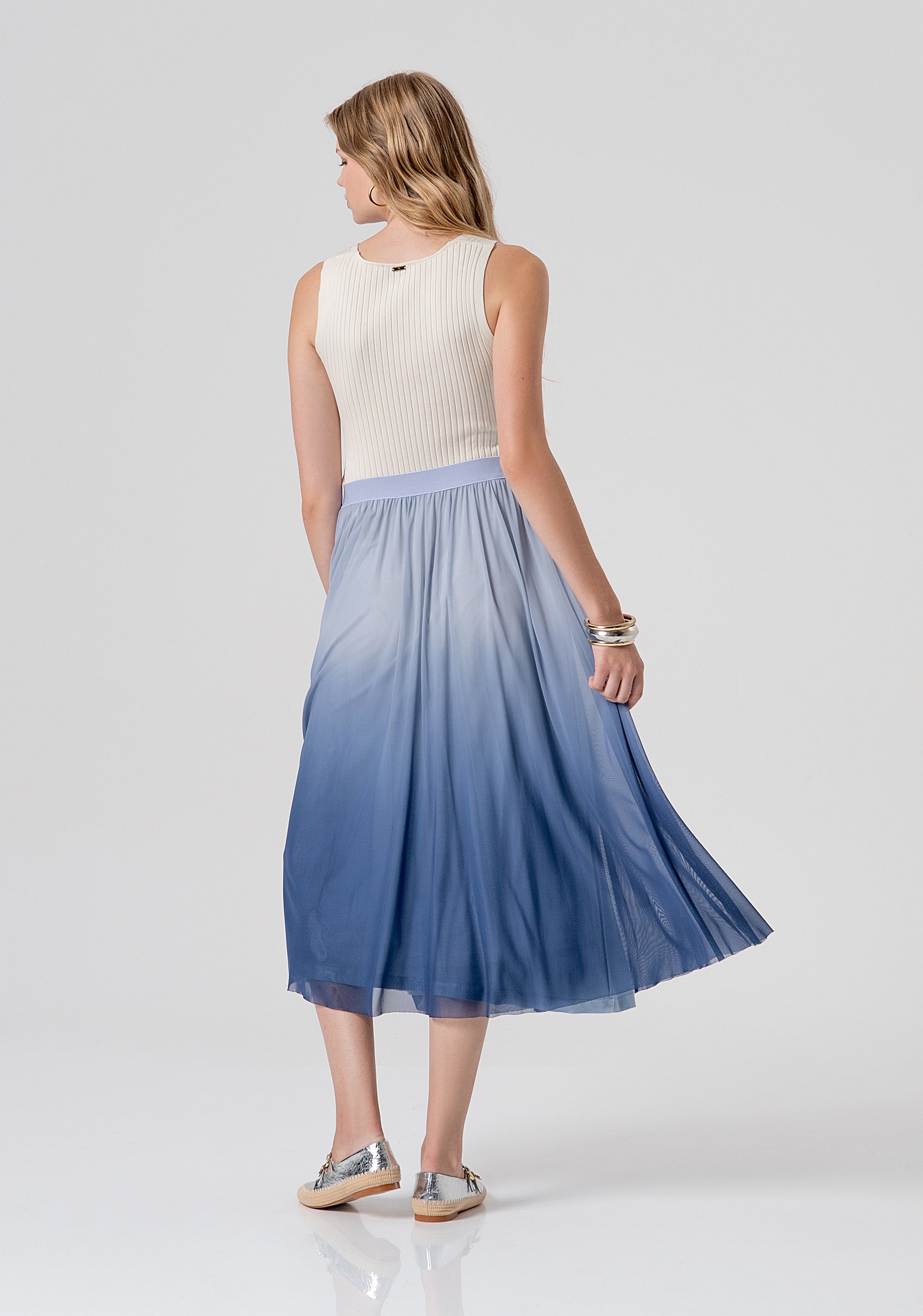 Skirt wide fit made in tulle with blurred effect Fracomina FJ26SG3001W42401-M43-3
