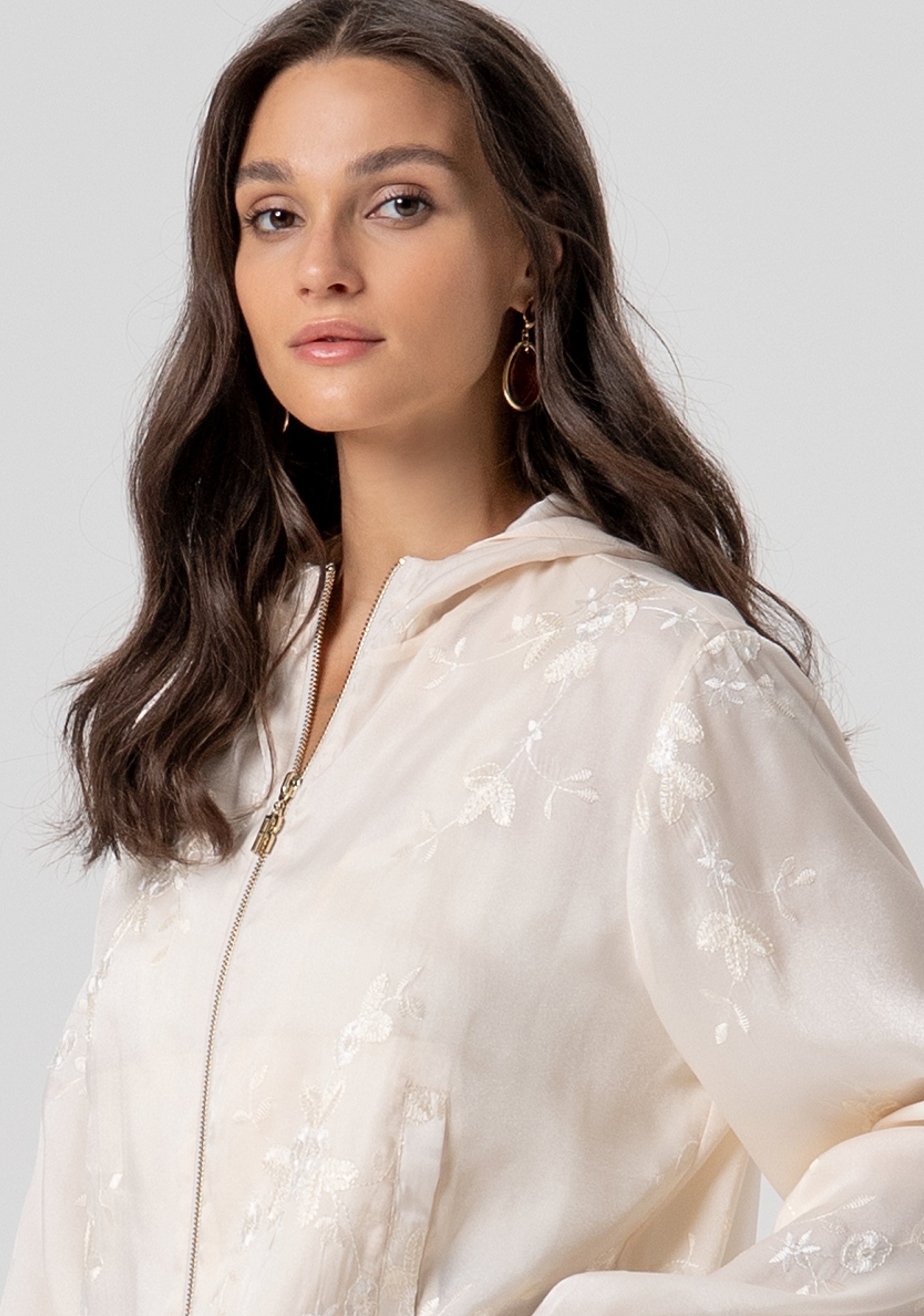 Bomber jacket regular fit with flowery embroideries Fracomina FJ26SJ1001W77501-472-2