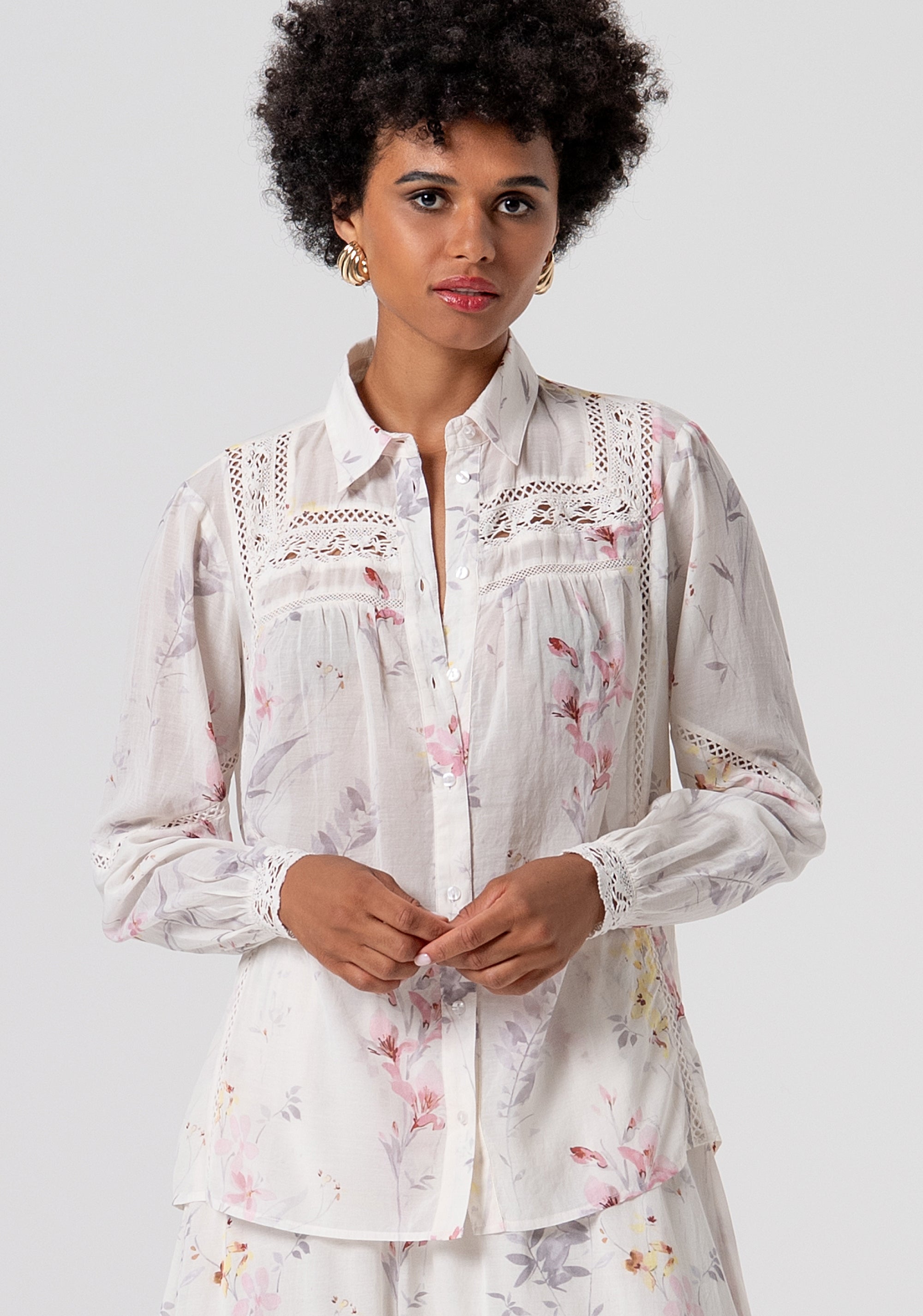 Shirt regular fit with flowery pattern Fracomina FJ26ST6003W694K2-472-1