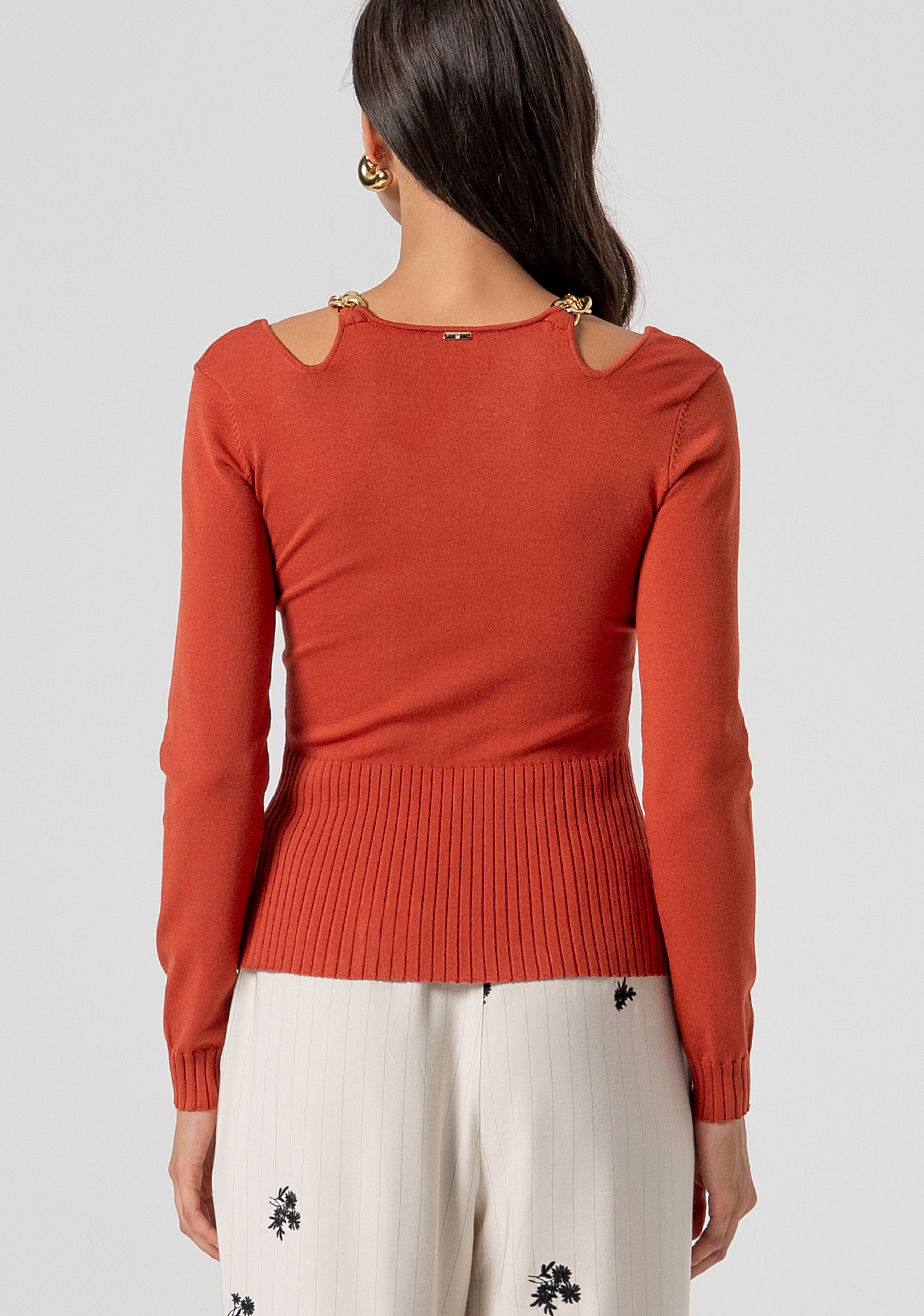 Knitwear slim fit, round neck with cut out Fracomina FJ26ST7003K56501-M44-3