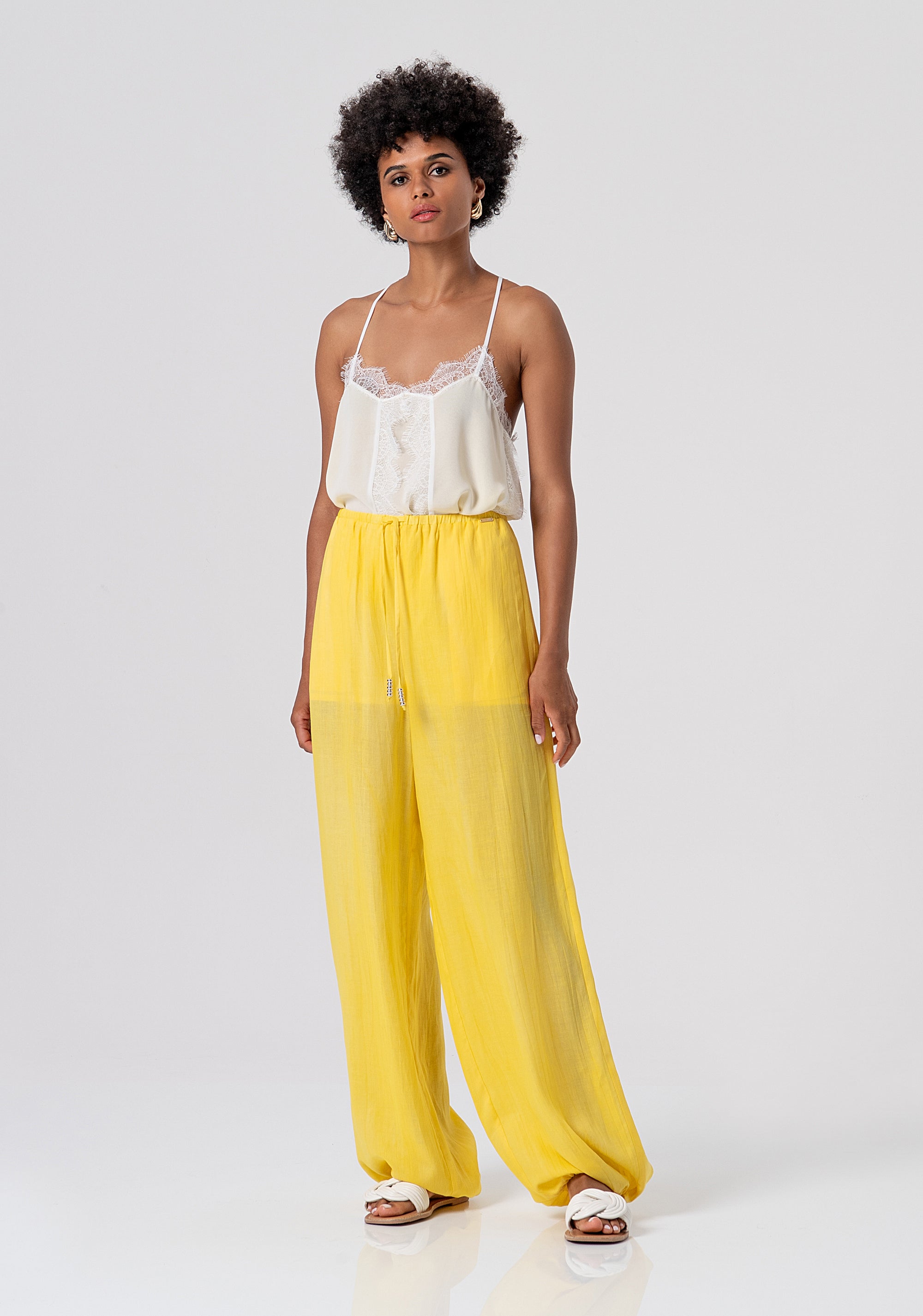 Palazzo pant wide fit made in linen and lyocell Fracomina FJ26SV2002W83801-Q91-1