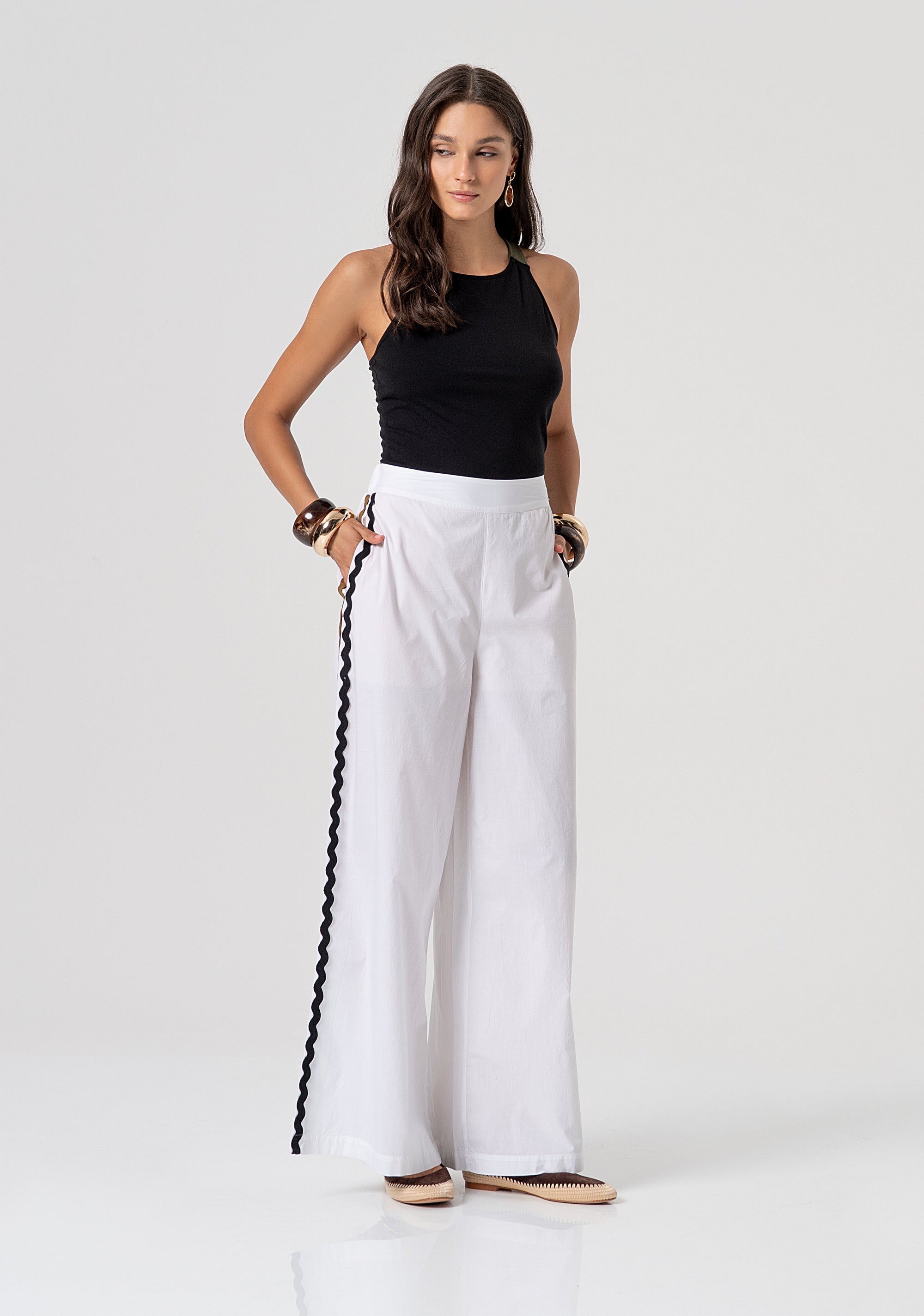 Palazzo pant wide fit made in cotton popeline Fracomina FJ26SV3002W40001-278-1