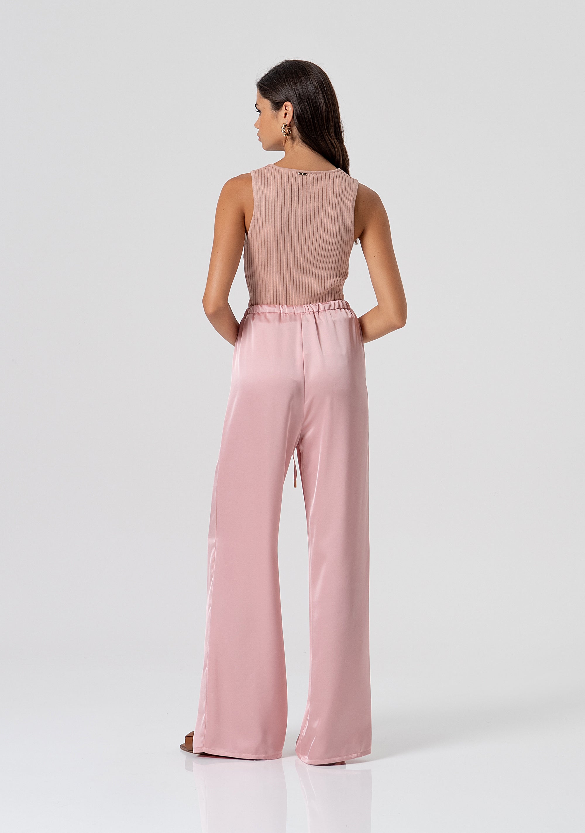Palazzo pant wide fit made in satin Fracomina FJ26SV3004W47001-103-3