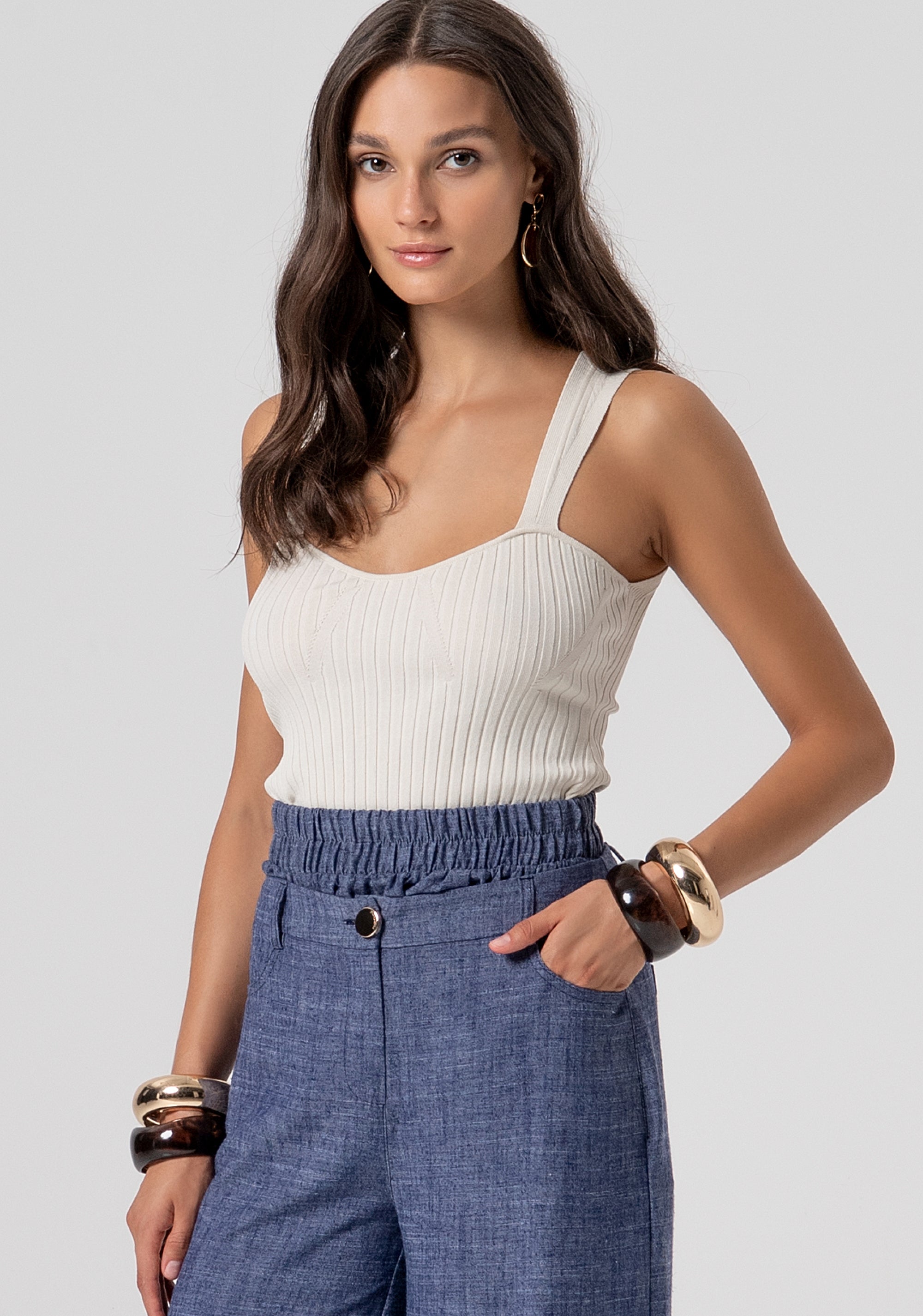 Palazzo pant wide fit made in linen Fracomina FJ26SV3006W84301-064-2