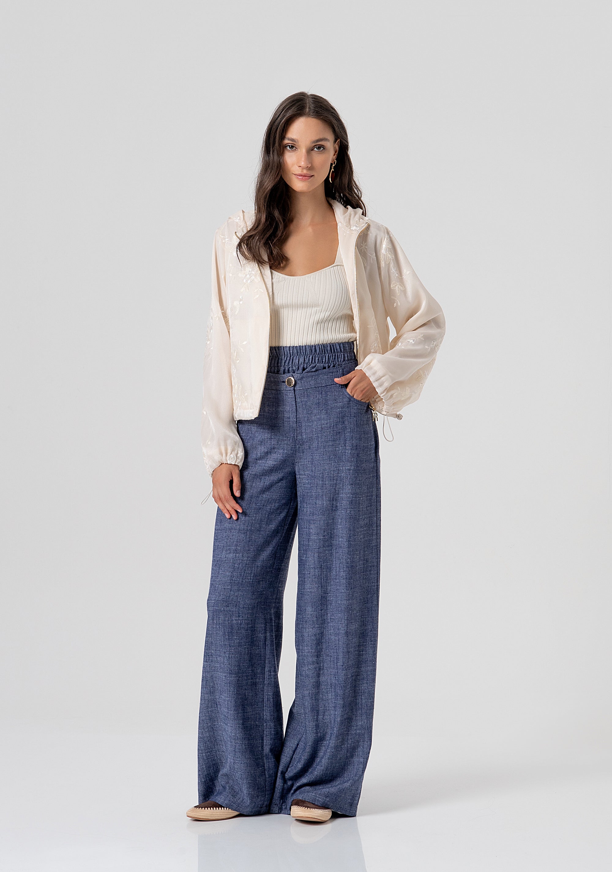 Palazzo pant wide fit made in linen Fracomina FJ26SV3006W84301-064-4