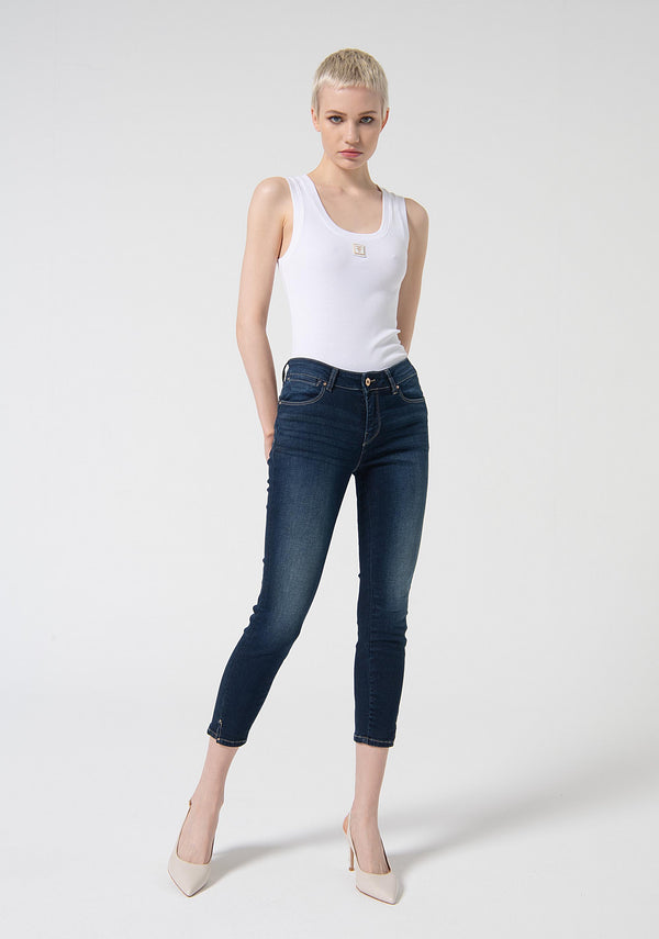 Jeans cropped with push-up effect made in denim with dark wash Fracomina FP000V9002D40101-117