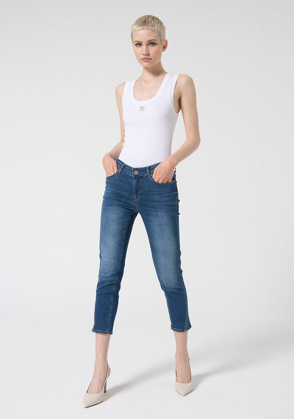 Jeans cropped with push-up effect made in denim with middle and stone wash Fracomina FP000V9002D40402-349