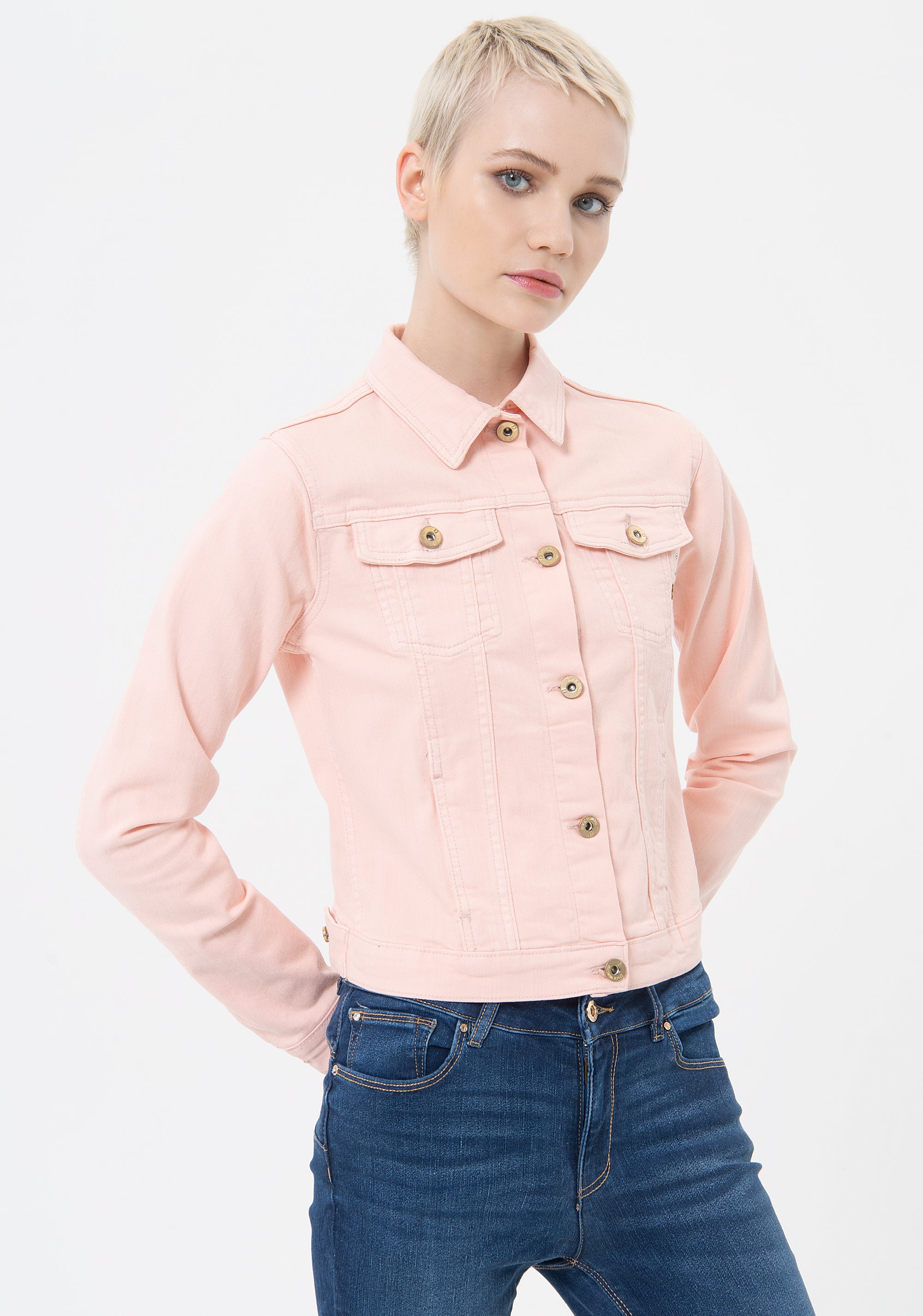 Short jacket in colored denim Fracomina FP23SJ4001W40101-238