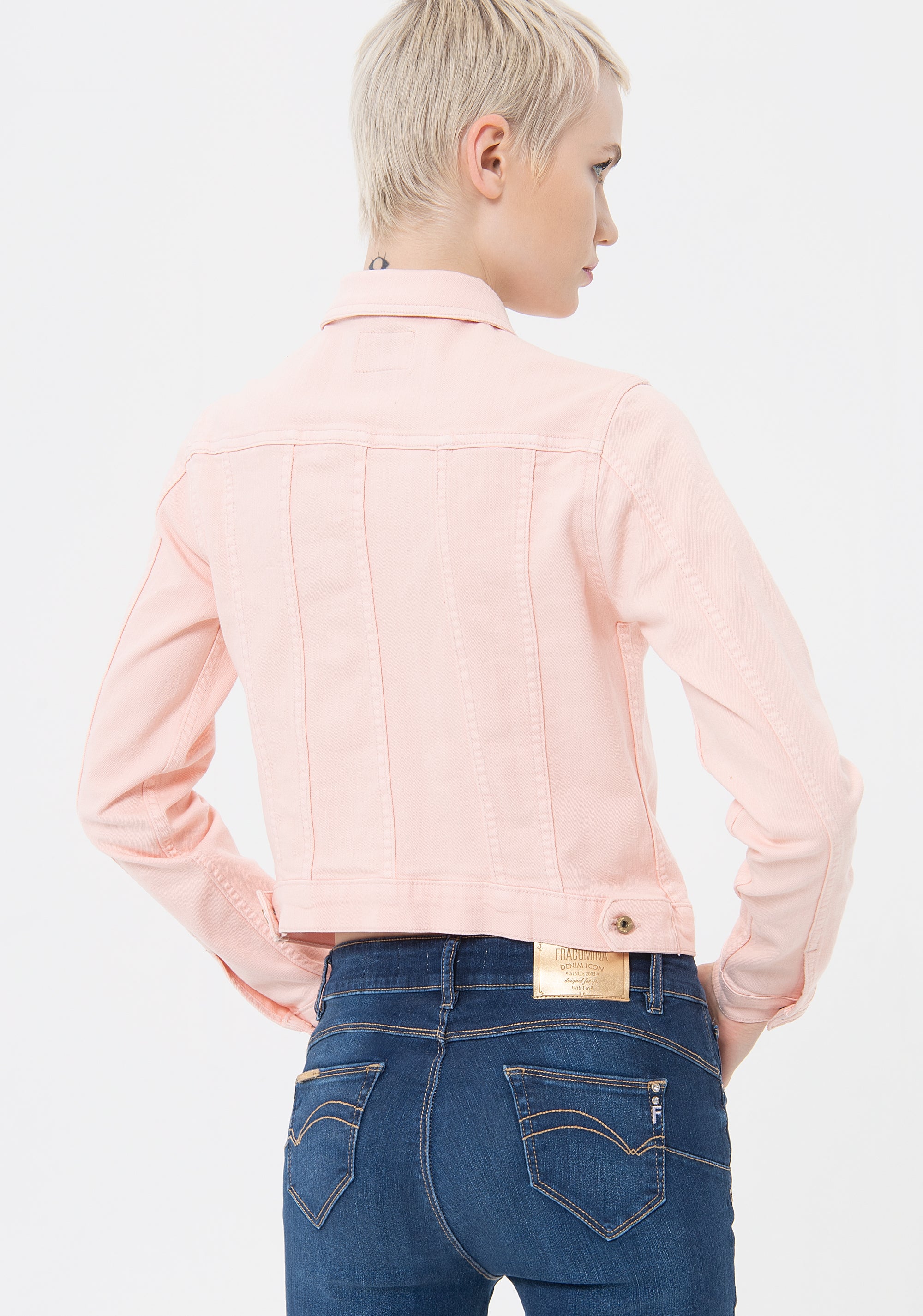 Short jacket in colored denim Fracomina FP23SJ4001W40101-238_3