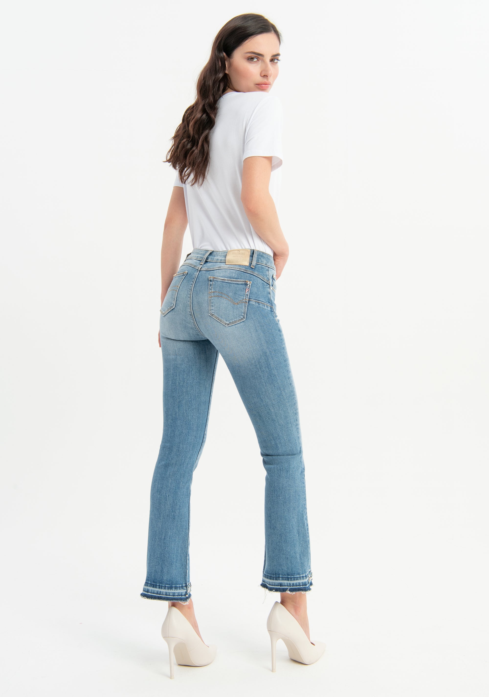 Jeans bootcut fit cropped made in denim with middle wash Fracomina FP23SV8030D40102-258_4