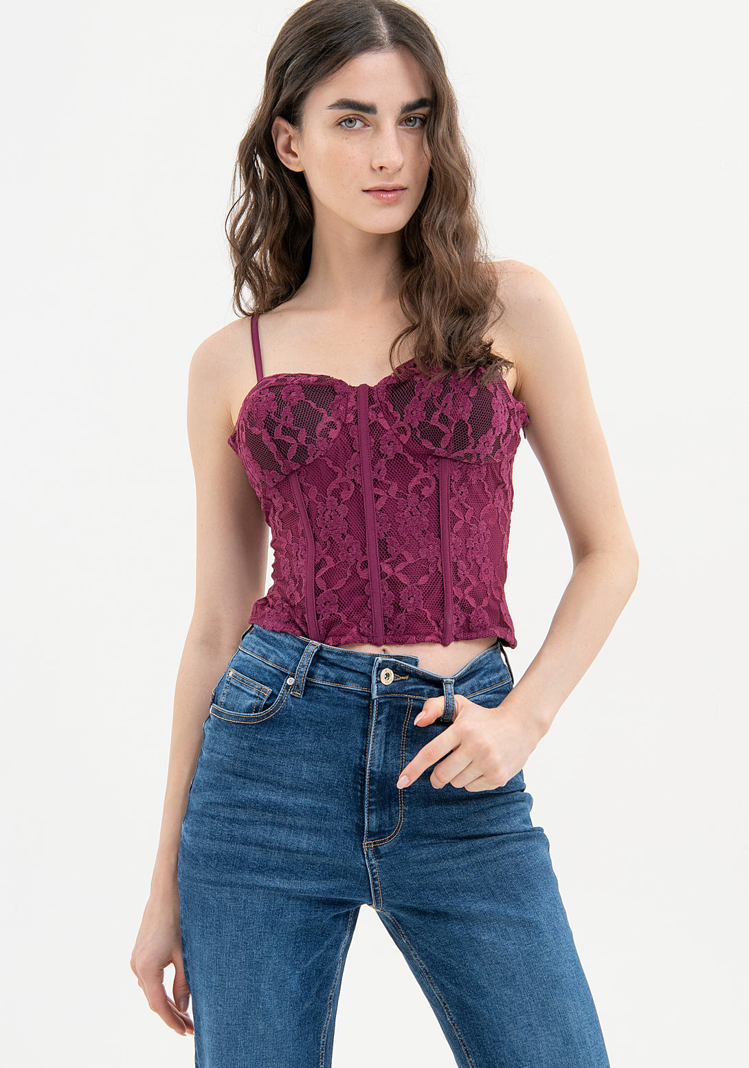 Top bustier slim fit made in lace Fracomina FP23WT2005W63801-I79-1