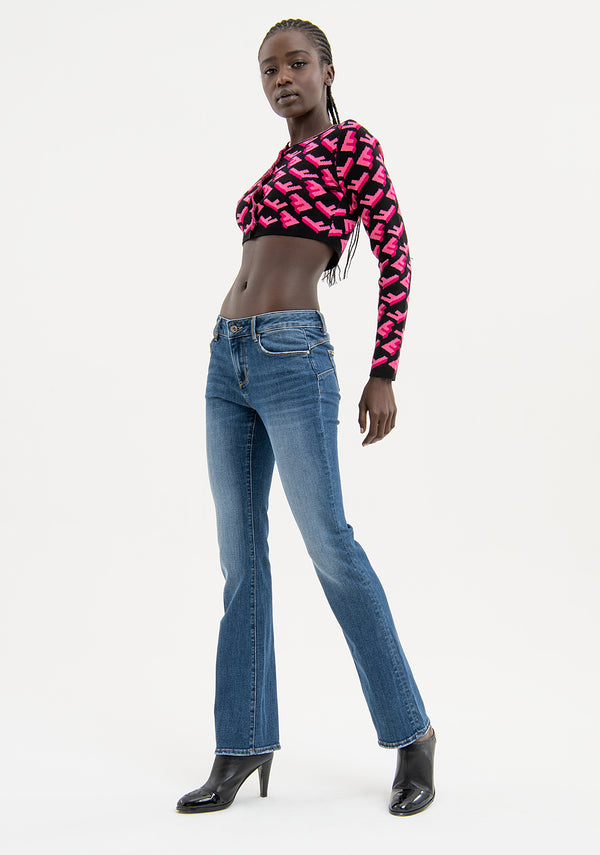 Jeans flare with push up effect made in denim with middle wash and stone Fracomina FP23WV2010D40102-349-1