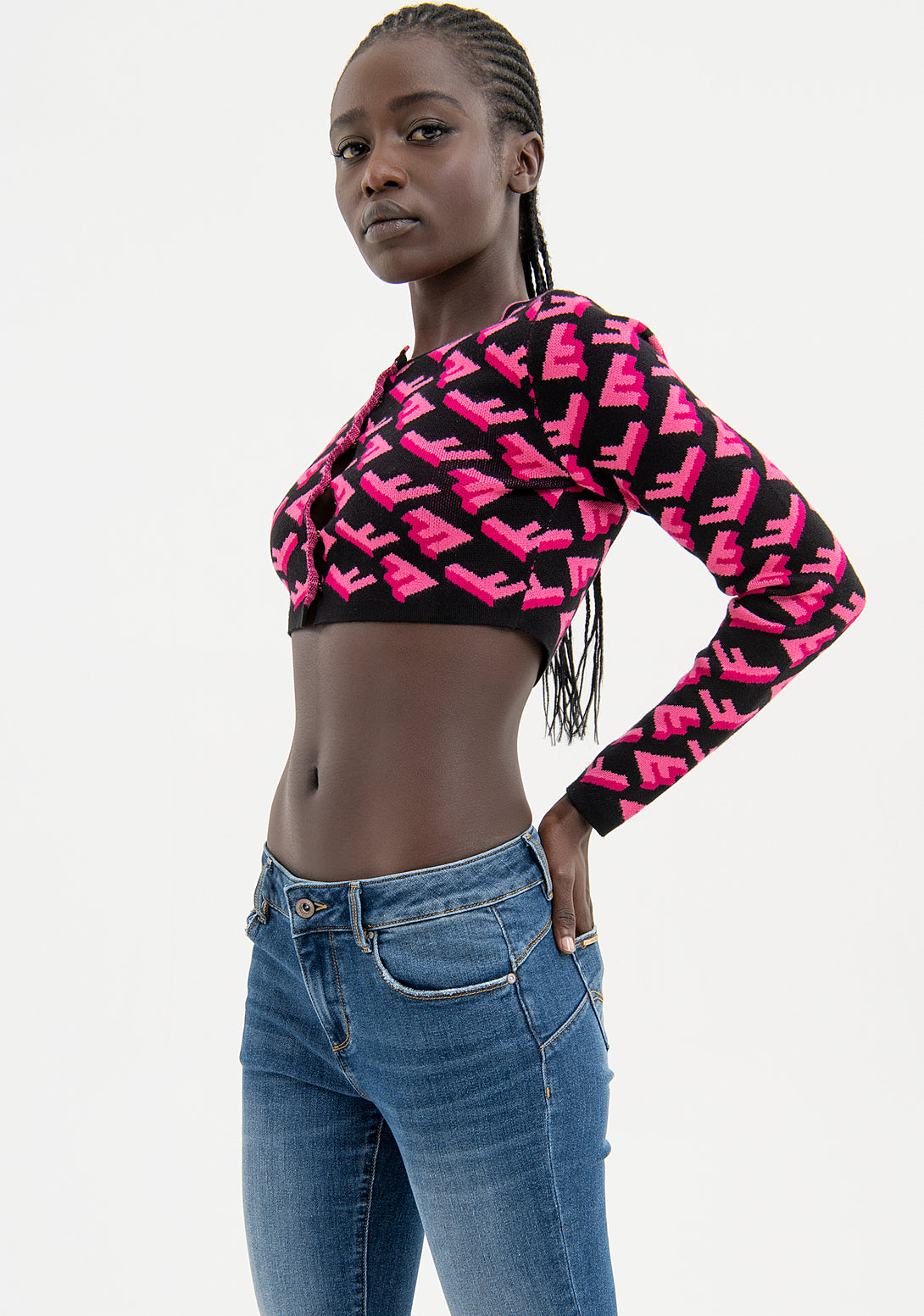 Jeans flare with push up effect made in denim with middle wash and stone Fracomina FP23WV2010D40102-349-2