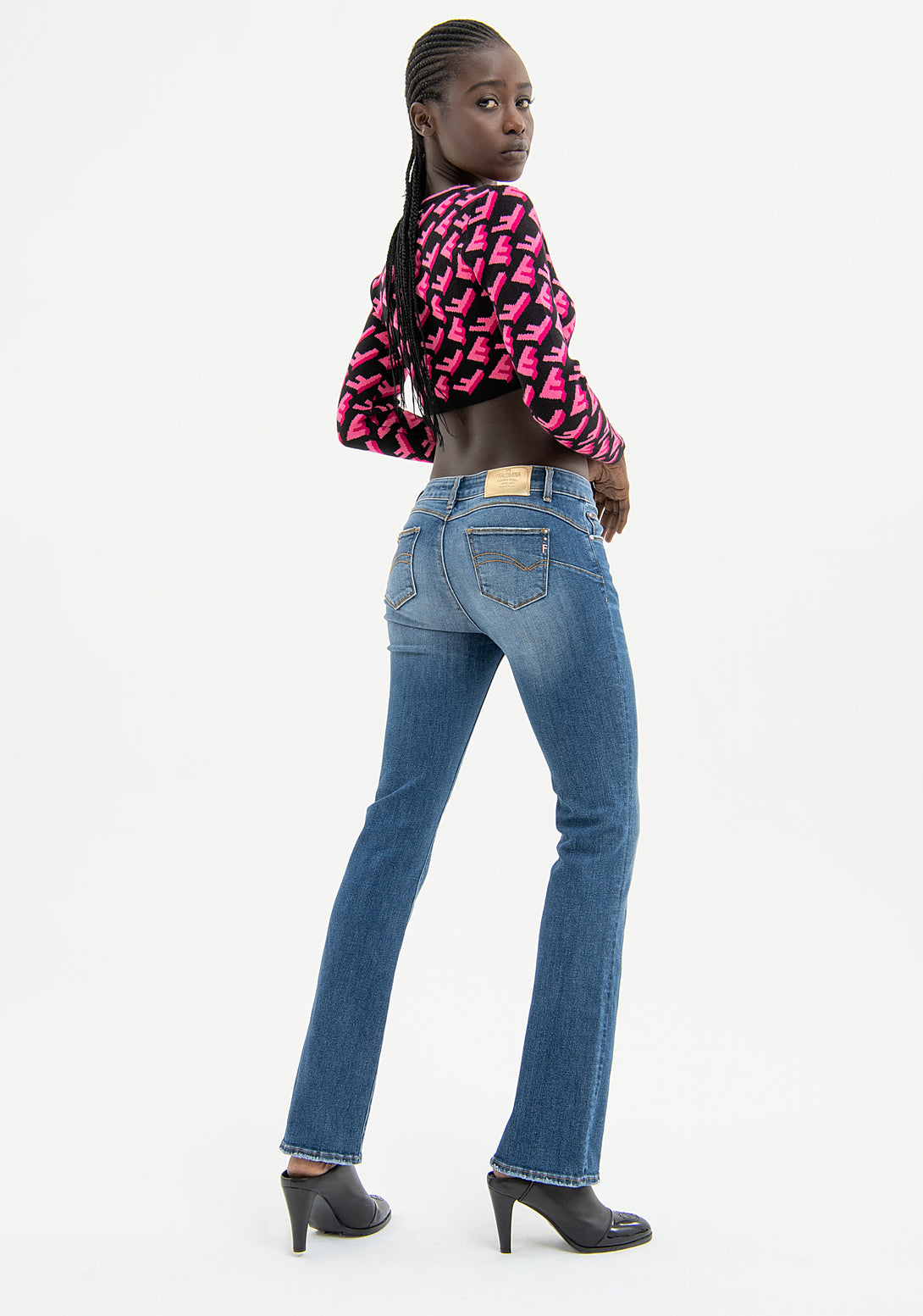Jeans flare with push up effect made in denim with middle wash and stone Fracomina FP23WV2010D40102-349-5