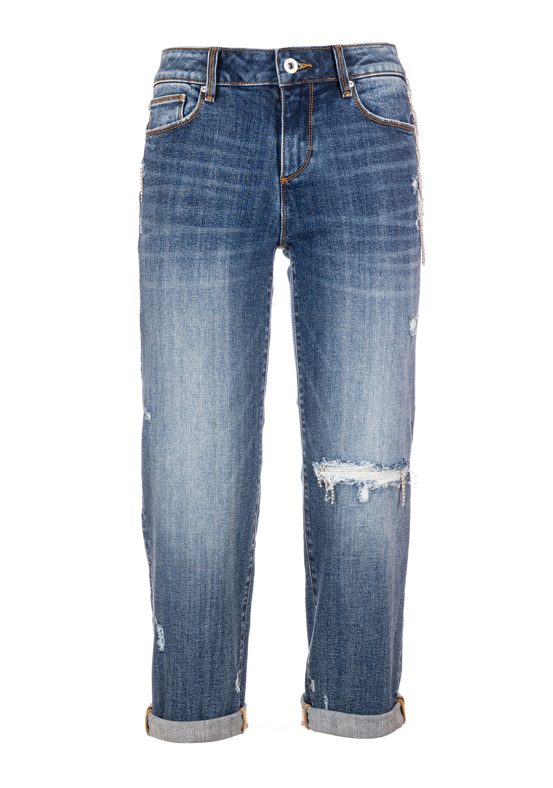 Jeans cropped with push up effect made in denim with middle strong wash
