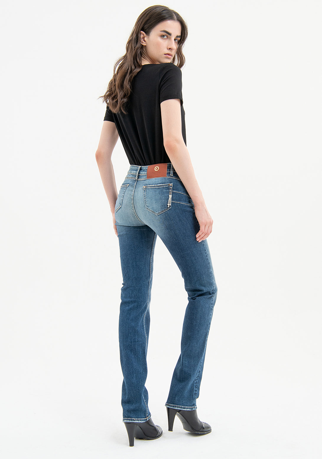 Jeans bootcut with push up effect made in denim with middle wash Fracomina FP23WV8020D40102-B06-5