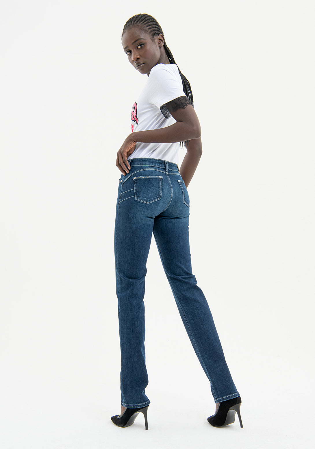 Jeans bootcut with push up effect made in denim with dark wash Fracomina FP23WV8020D40193-117-4