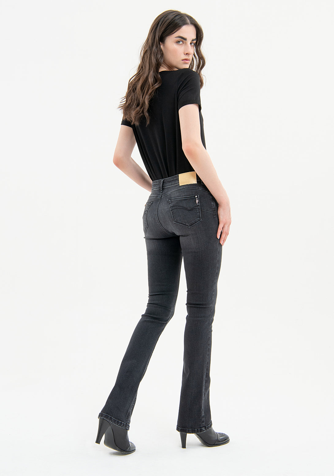 Jeans bootcut with push up effect made in black denim with dark wash Fracomina FP23WV8020D40801-053-4
