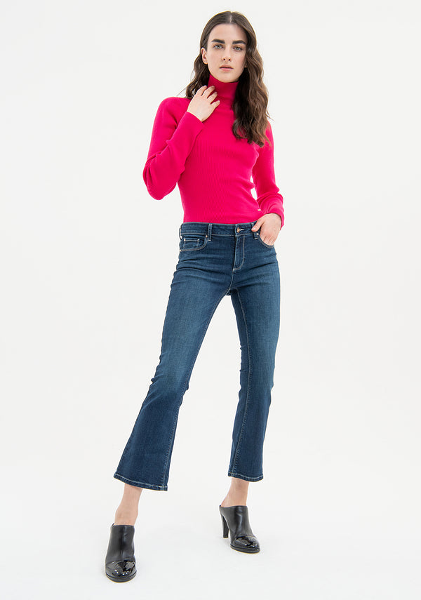 Jeans cropped flare with push up effect made in denim with middle wash Fracomina FP23WV8030D40193-117-1