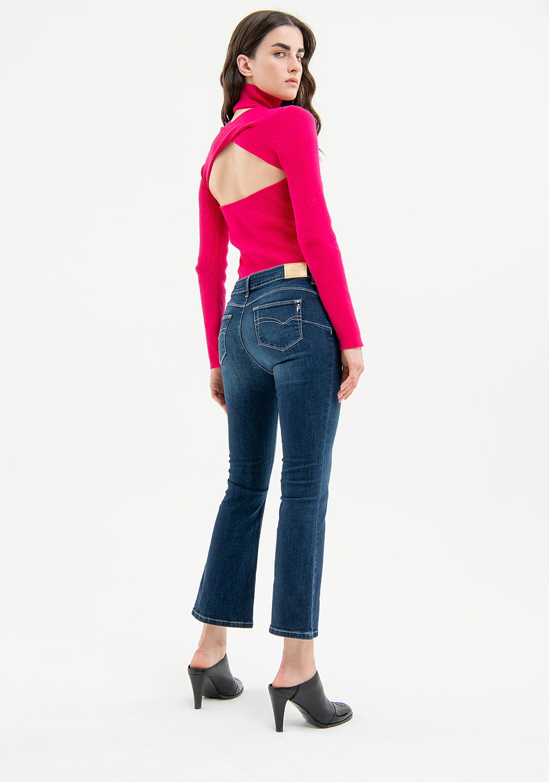 Jeans cropped flare with push up effect made in denim with middle wash Fracomina FP23WV8030D40193-117-4