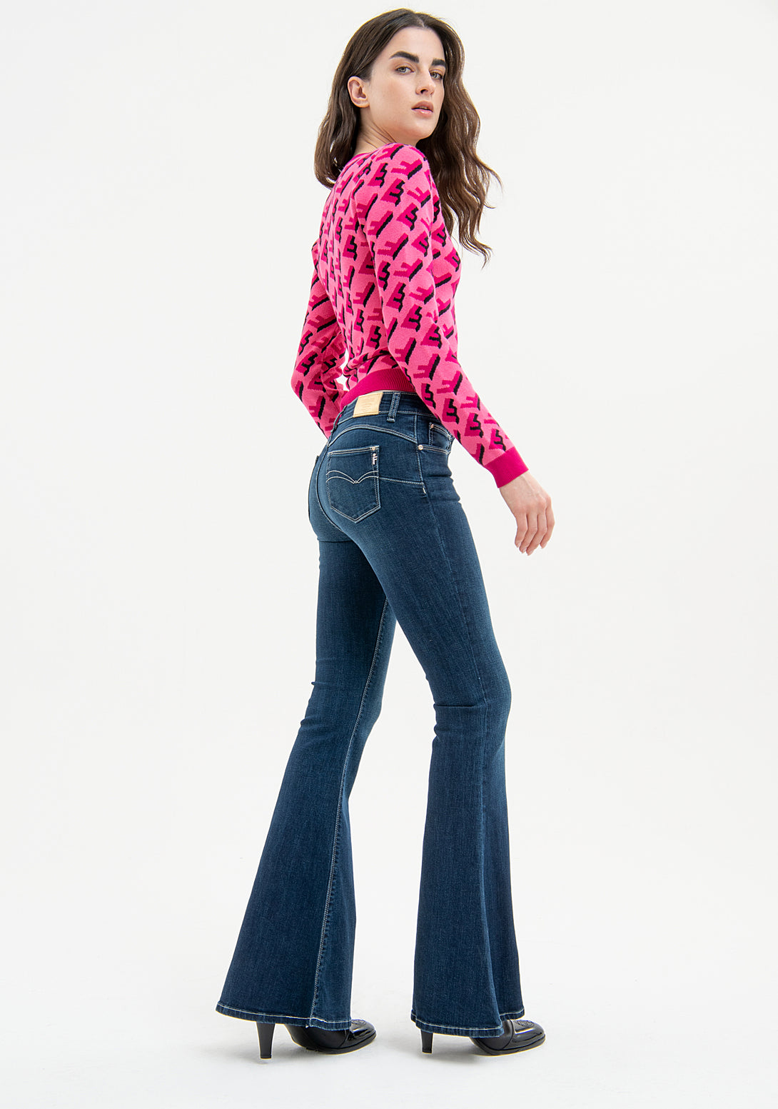 Jeans flare with push up effect made in denim with middle wash Fracomina FP23WV8040D40193-117-5