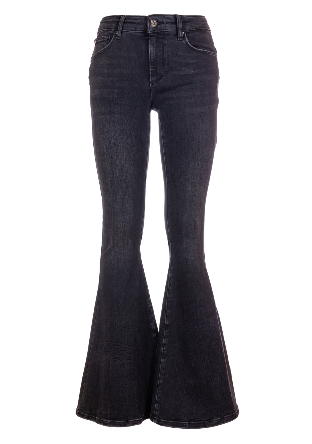 Jeans flare with push up effect made in black denim with middle wash