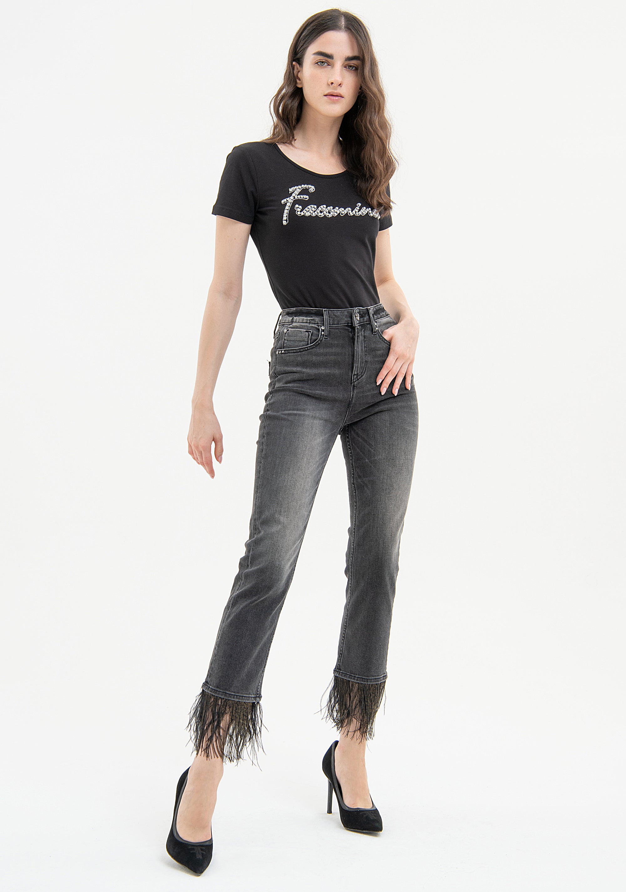 Jeans regular fit cropped made in denim with middle wash Fracomina FP23WV9001D40104-H21-1