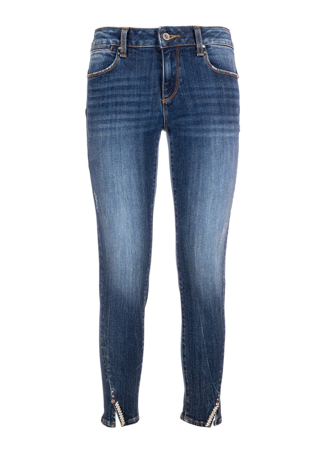 Jeans slim fit cropped with push up effect made in denim with middle wash
