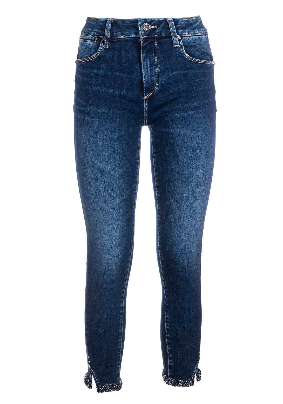 Jeans slim fit cropped with push up effect made in denim with middle wash and stone Fracomina FP23WV9002D40193-117-1