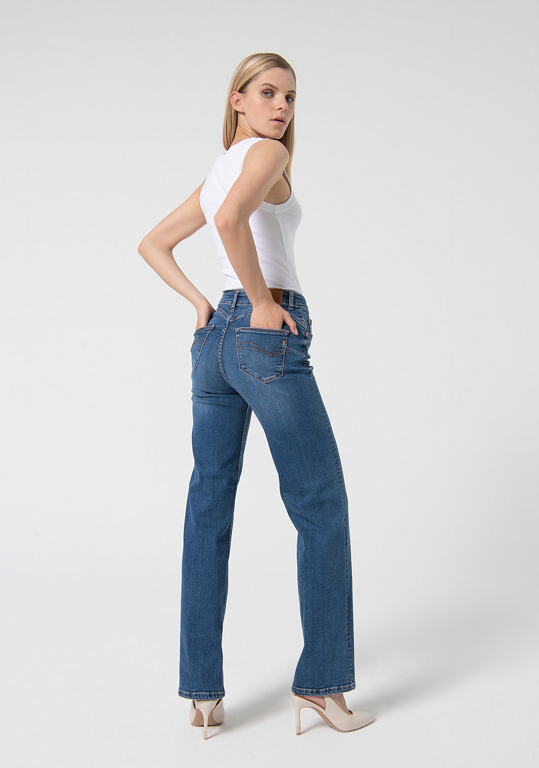 Jeans flare made in denim with middle stone wash Fracomina FP24SV3015D40402-349-3