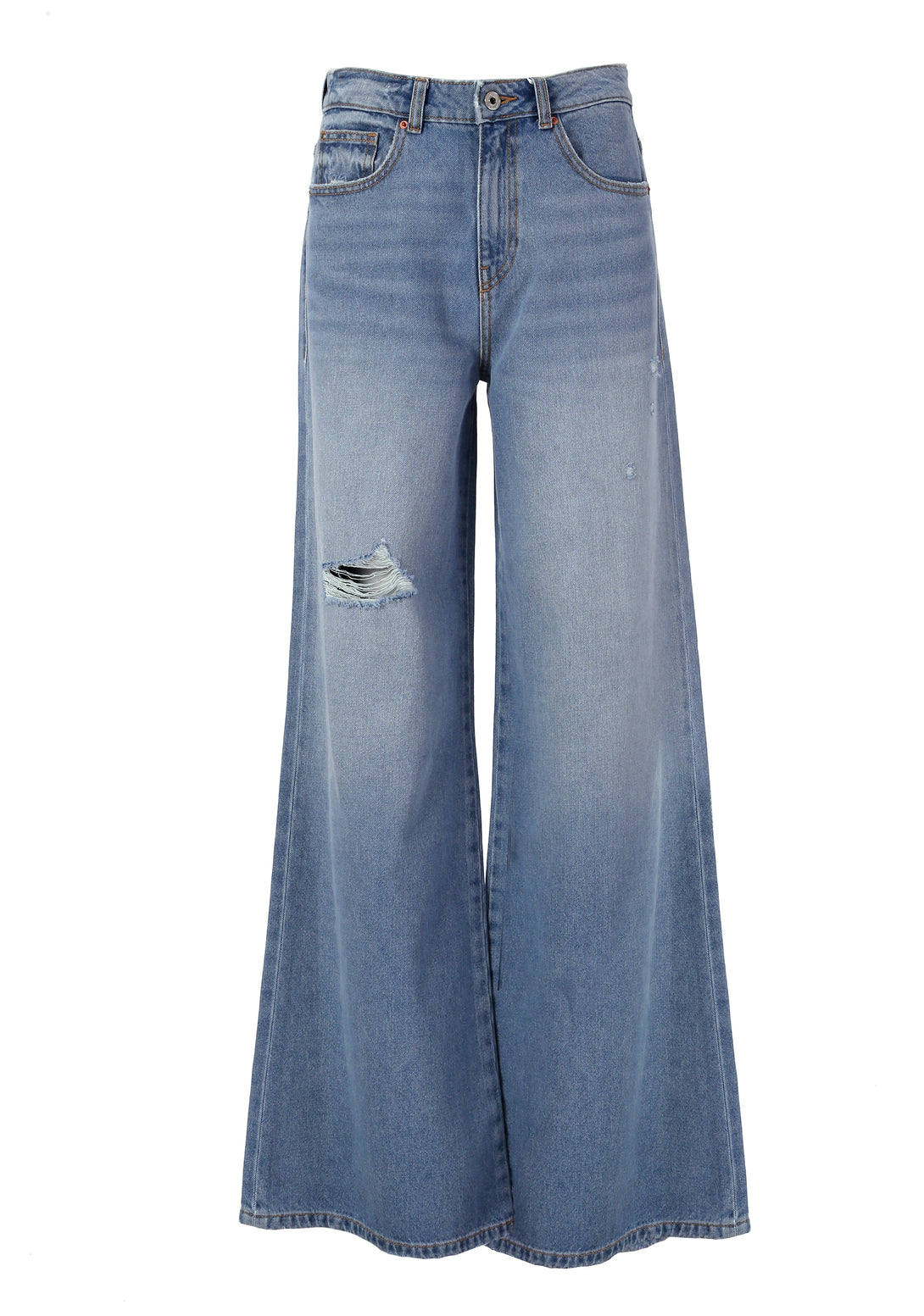 Jeans wide leg made in denim with bleached light wash Fracomina FP24SV3015D41903-062-1