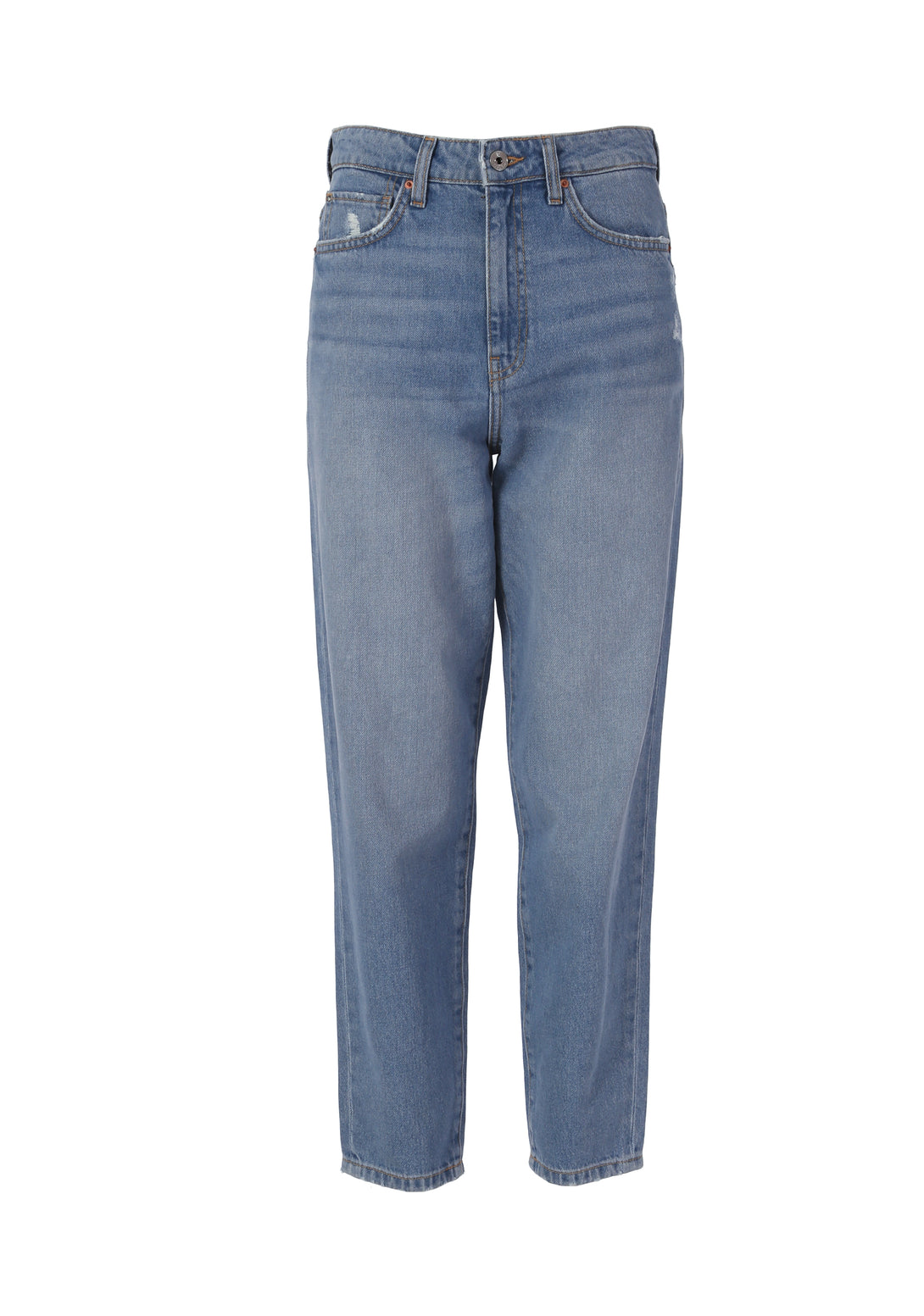 Jeans mom fit cropped made in denim with bleached light wash ...