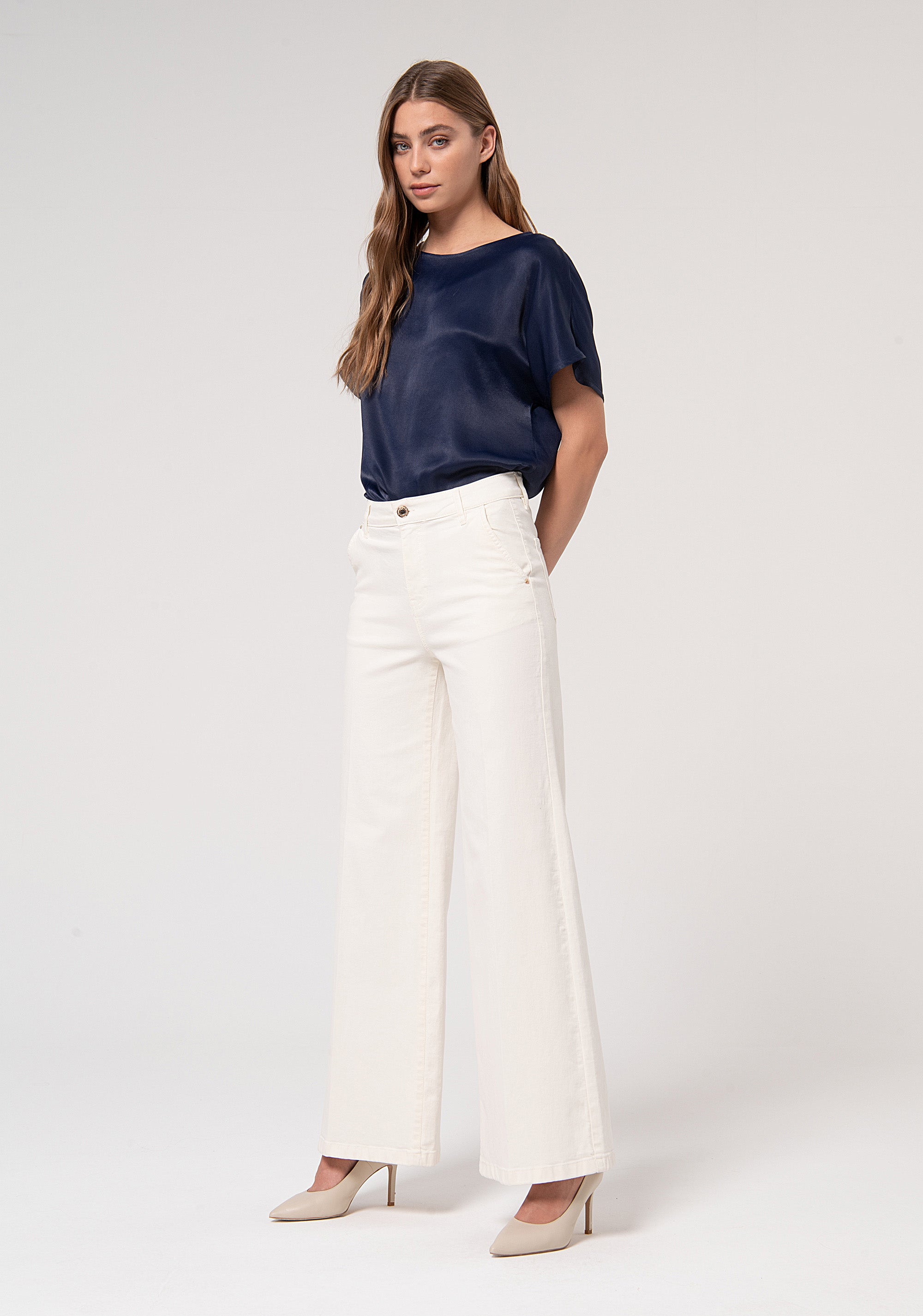 Flare pant made in stretch gabardine Fracomina FP24WV3010W61501-108-2_3164215f-0af2-492e-b2a9-bb2ecc0bd65b