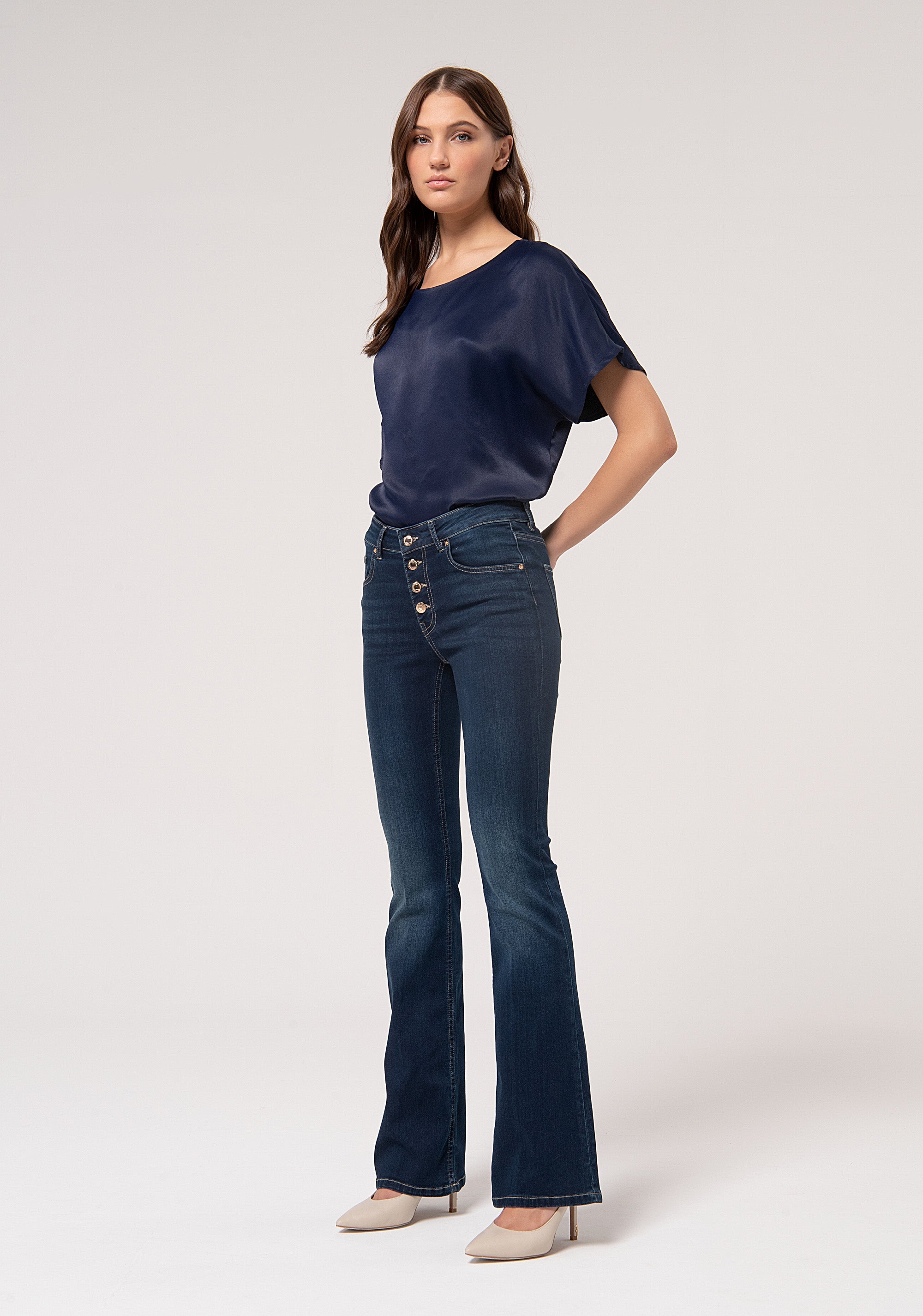 Jeans bootcut made in stretch denim with middle wash Fracomina FP24WVA010D40901-117-2