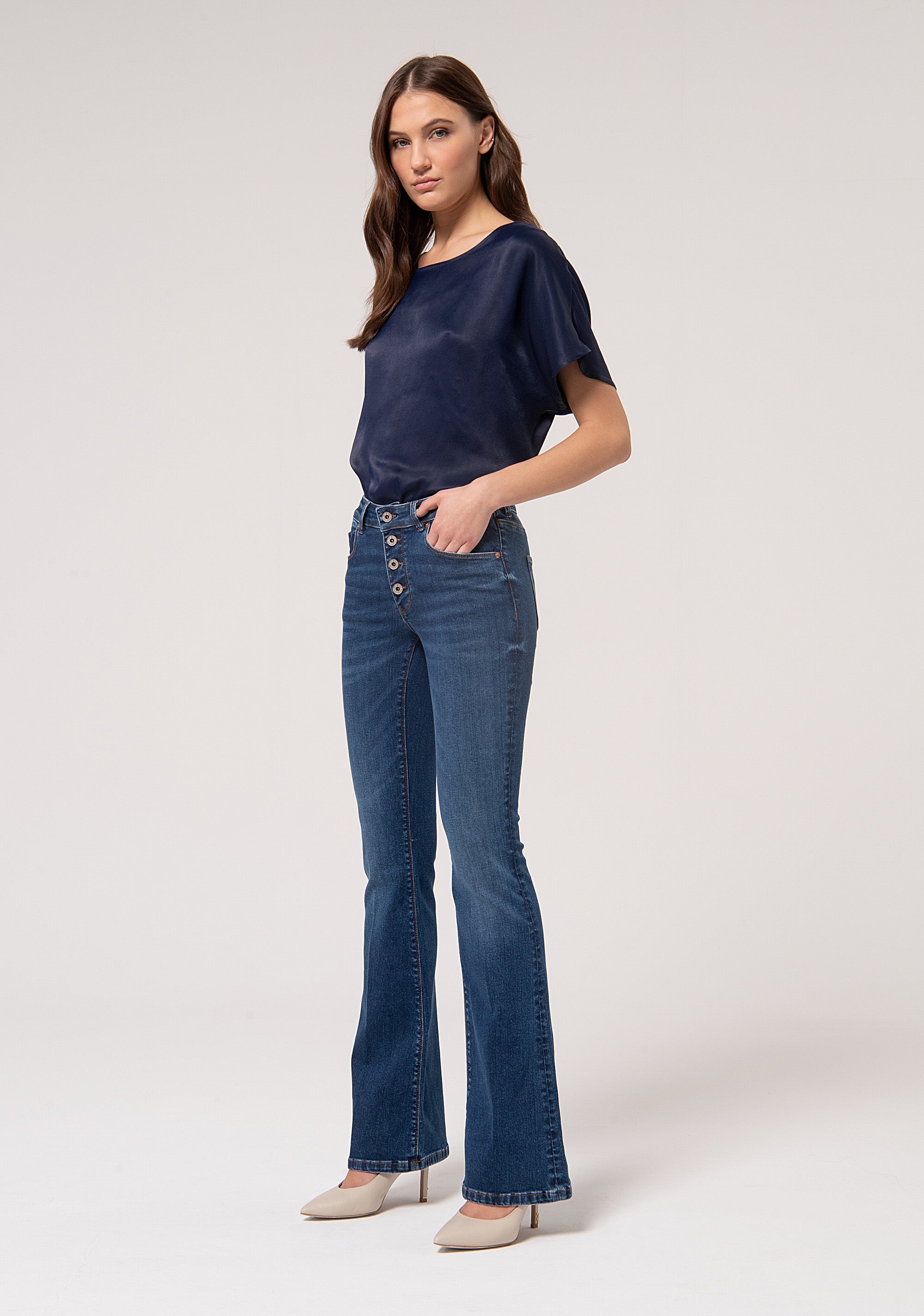 Jeans bootcut made in stretch denim with middle wash Fracomina FP24WVA010D46093-349-2